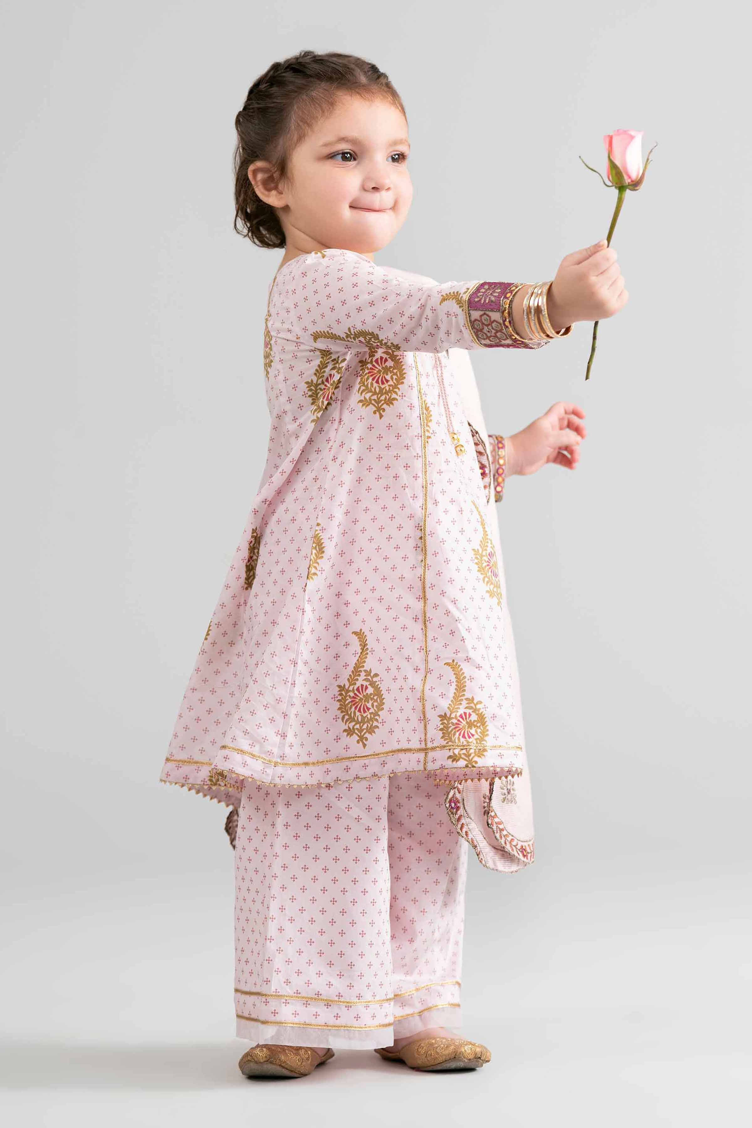 3 Piece - Printed Embroidered Suit - PMD26-44 D Pink Lawn Embroidered A-Line shirt