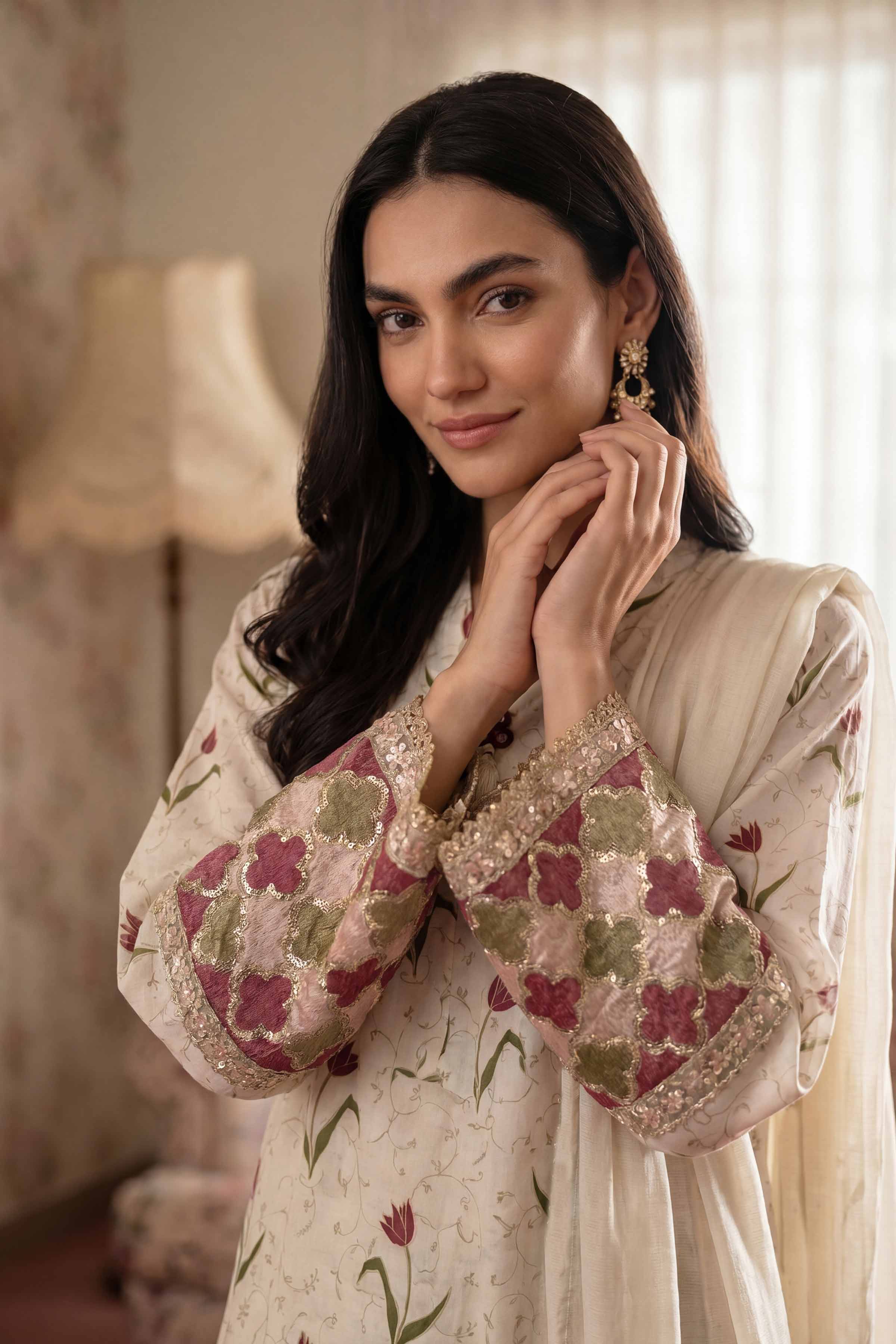 3 Piece - Printed Embroidered Suit - PMD26-45 M