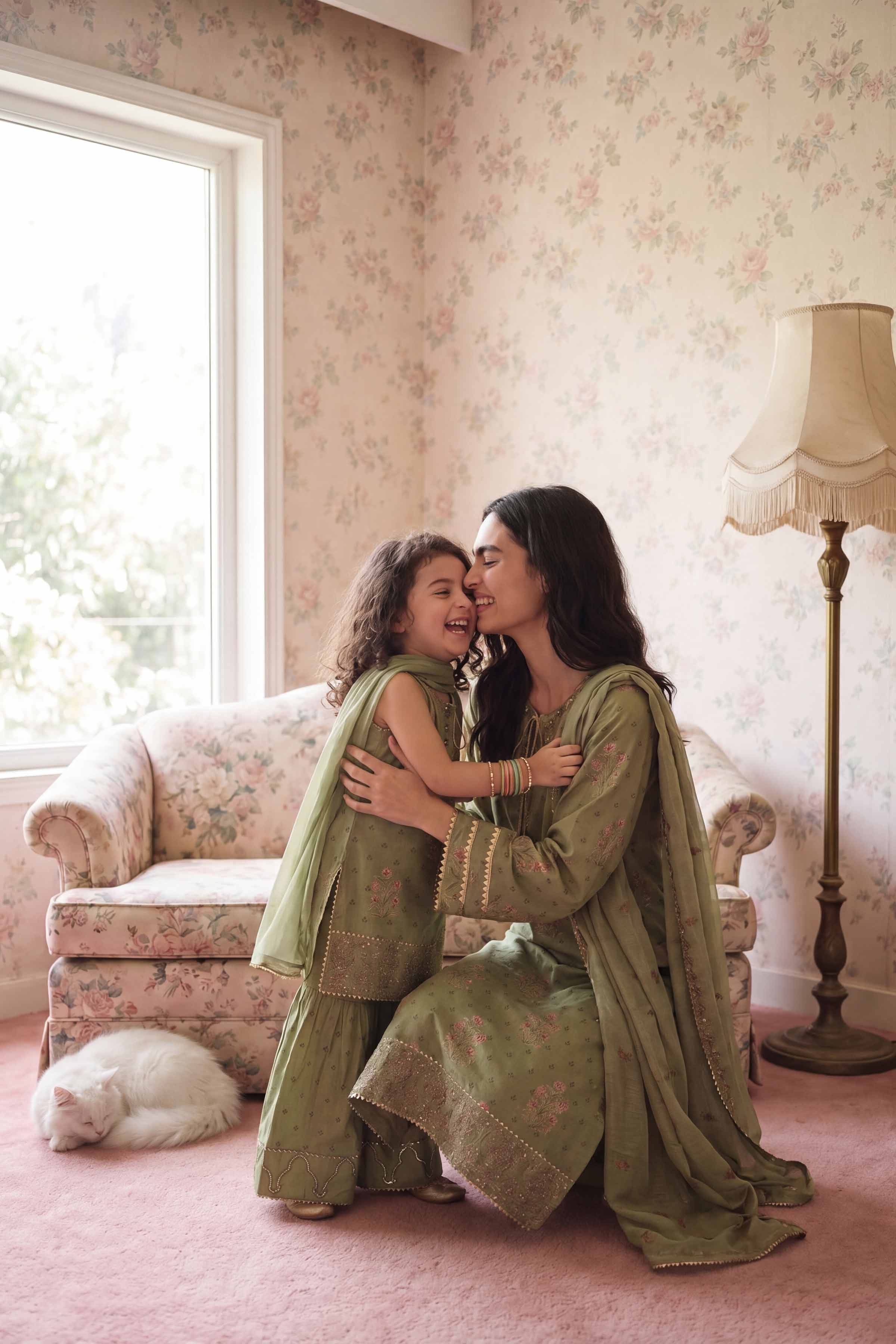 3 Piece - Printed Embroidered Suit - PMD26-46 D Green Lawn 3PC Embroidered READY TO WEAR