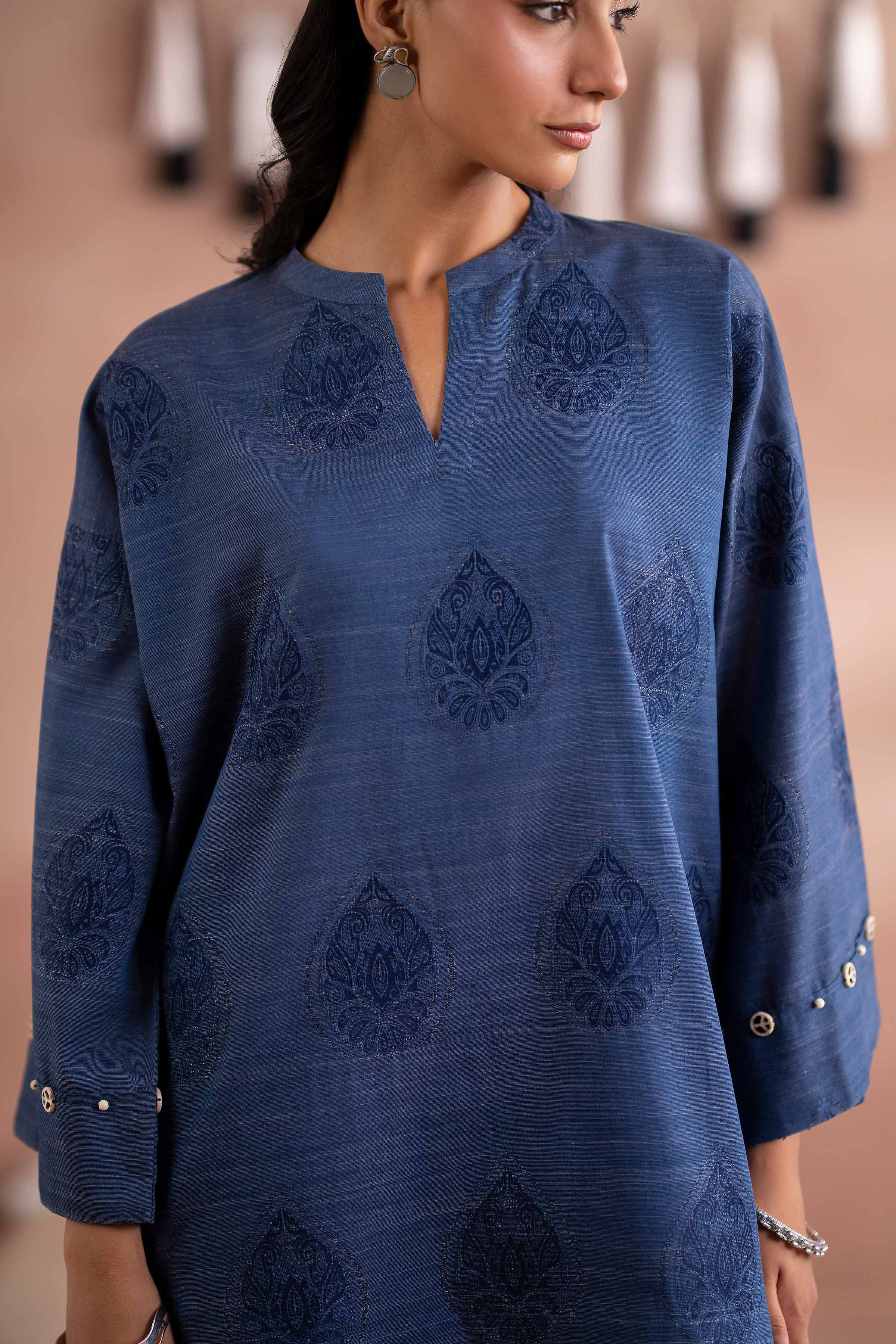 NISHATUAE - Blue Solids Jacquard 2-piece Ready to wear Dress
