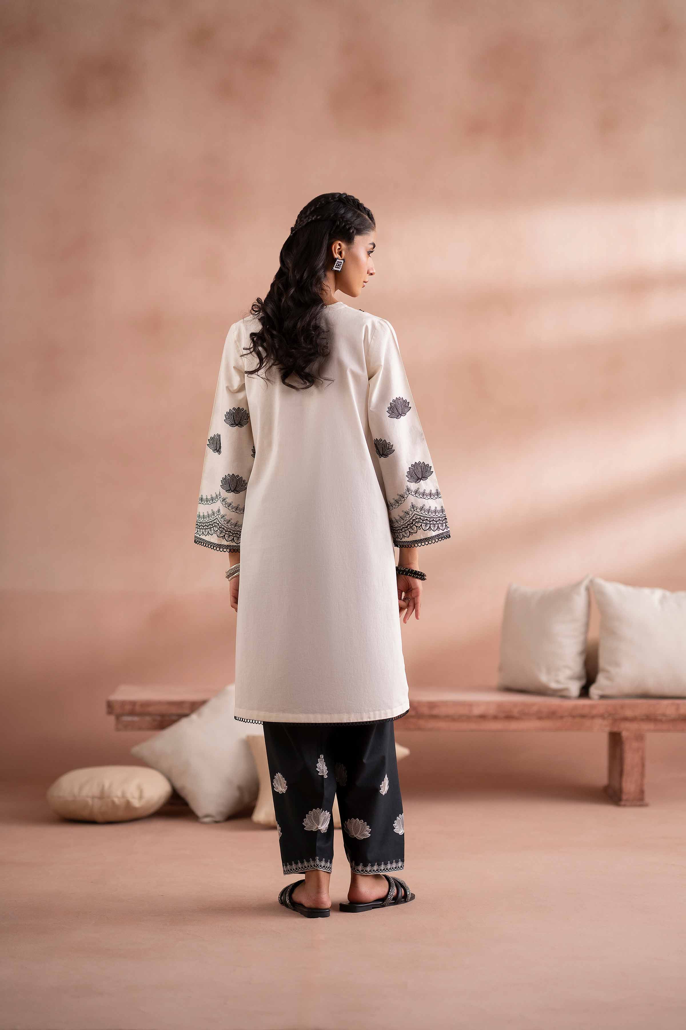 NISHATUAE - White Embroidered Cambric 2-piece Ready to wear Dress