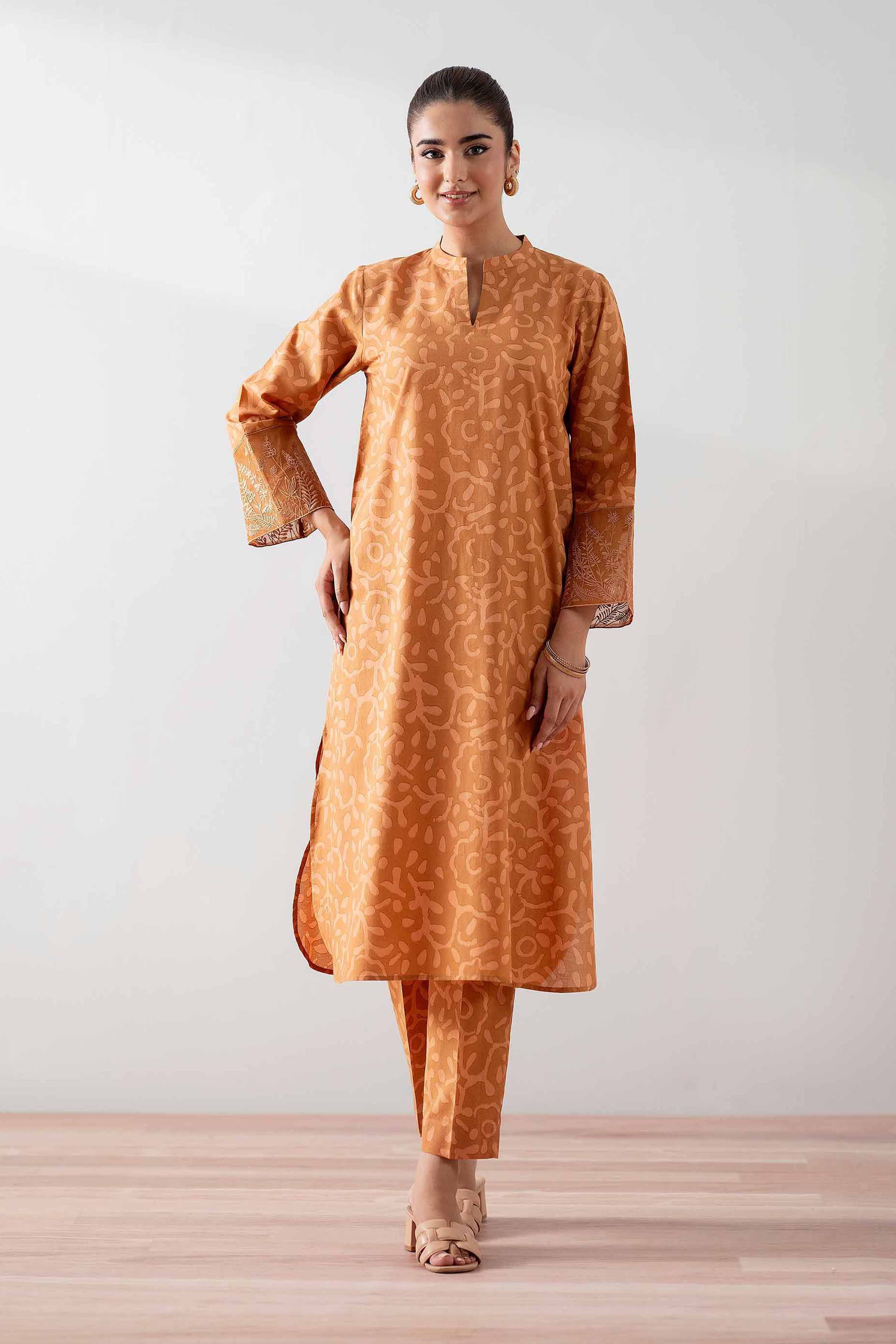 2 Piece - Printed Embroidered Suit - PS25-137