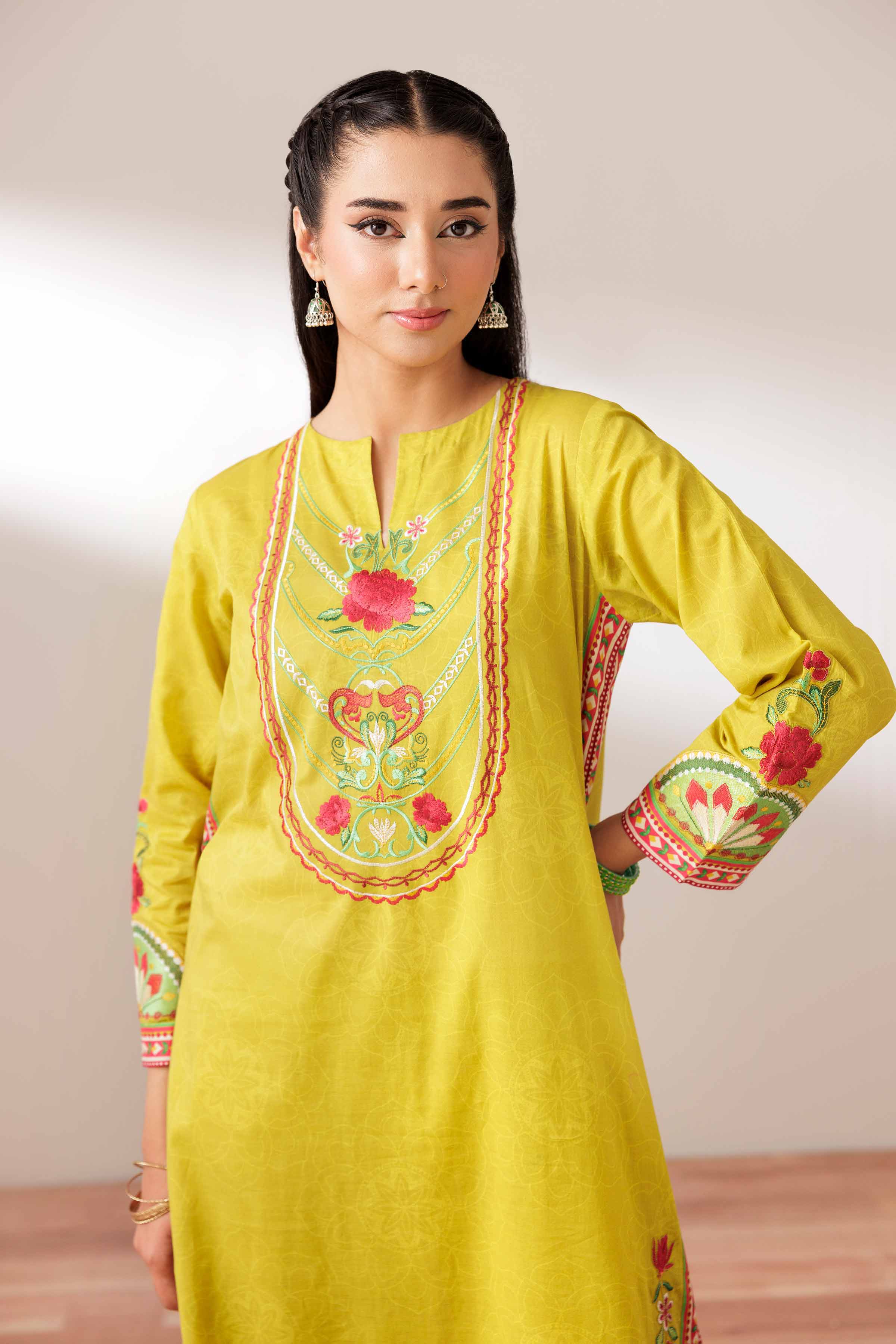2 Piece - Printed Embroidered Suit - PS25-167
