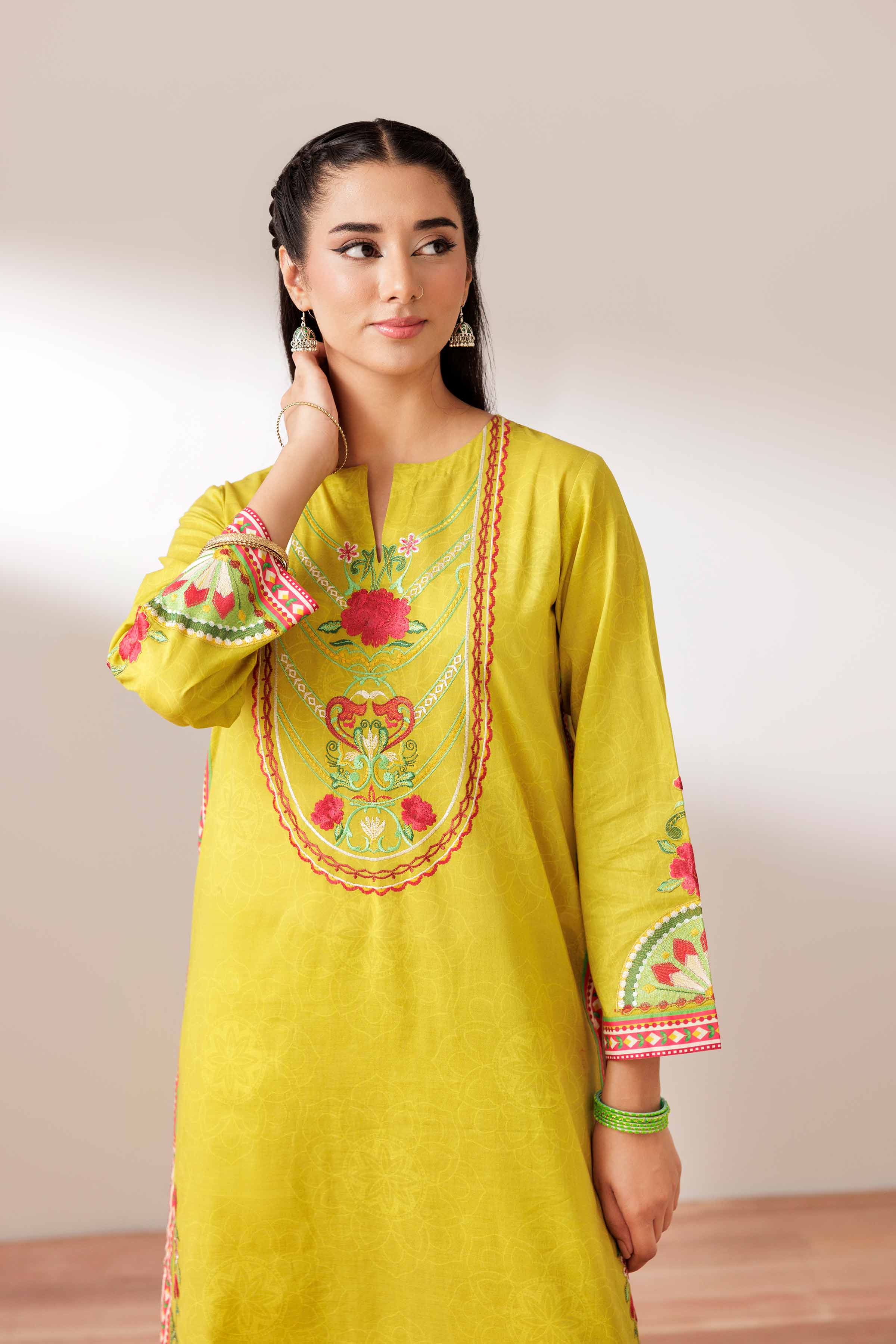 2 Piece - Printed Embroidered Suit - PS25-167