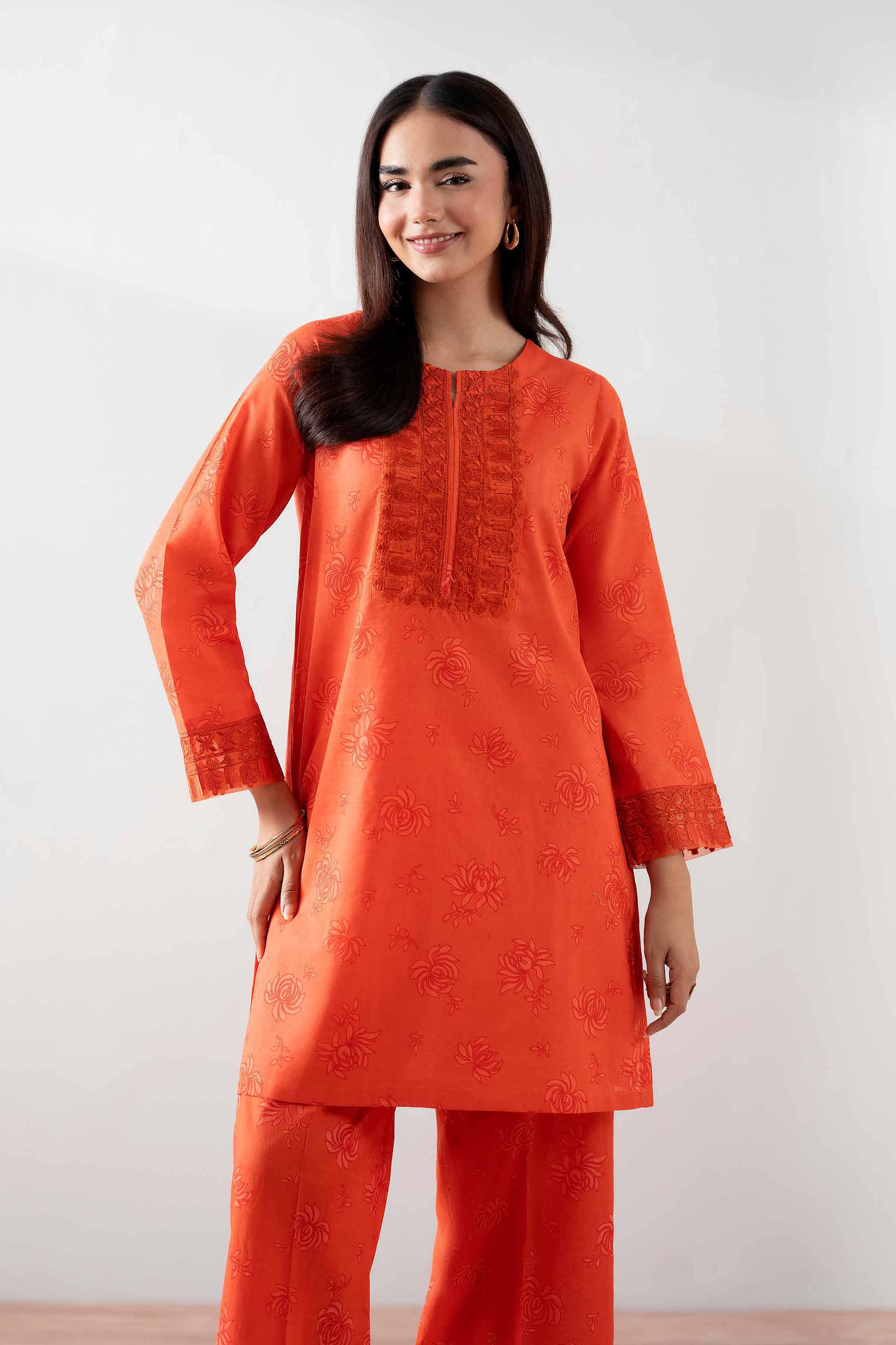 2 Piece - Printed Embroidered Suit - PS25-170