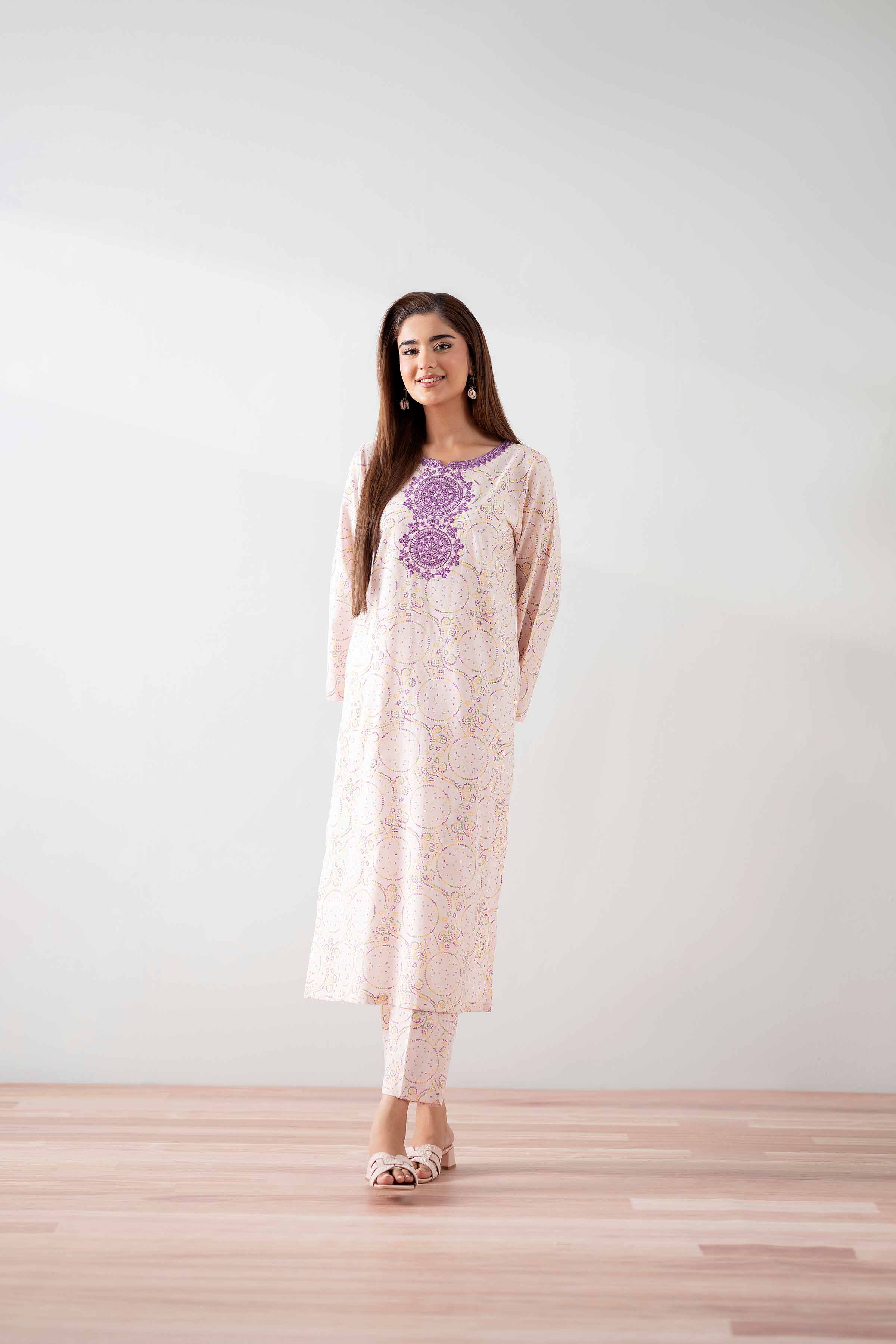 2 Piece - Printed Embroidered Suit - PS25-177