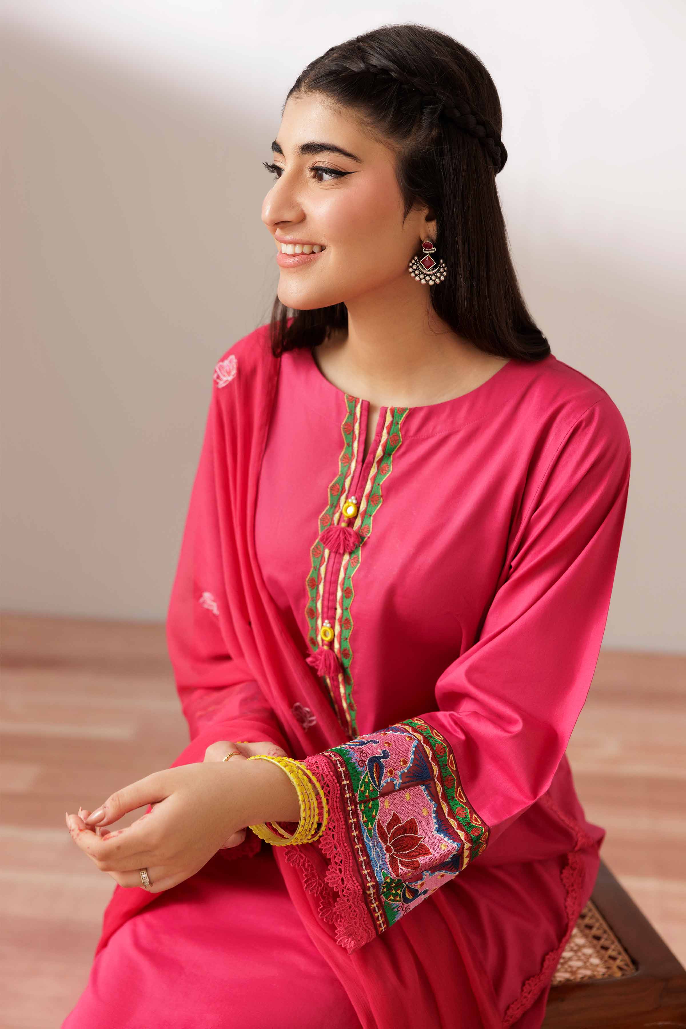 NISHATUAE - Pink Embroidered Cambric 2-piece Ready to wear Dress