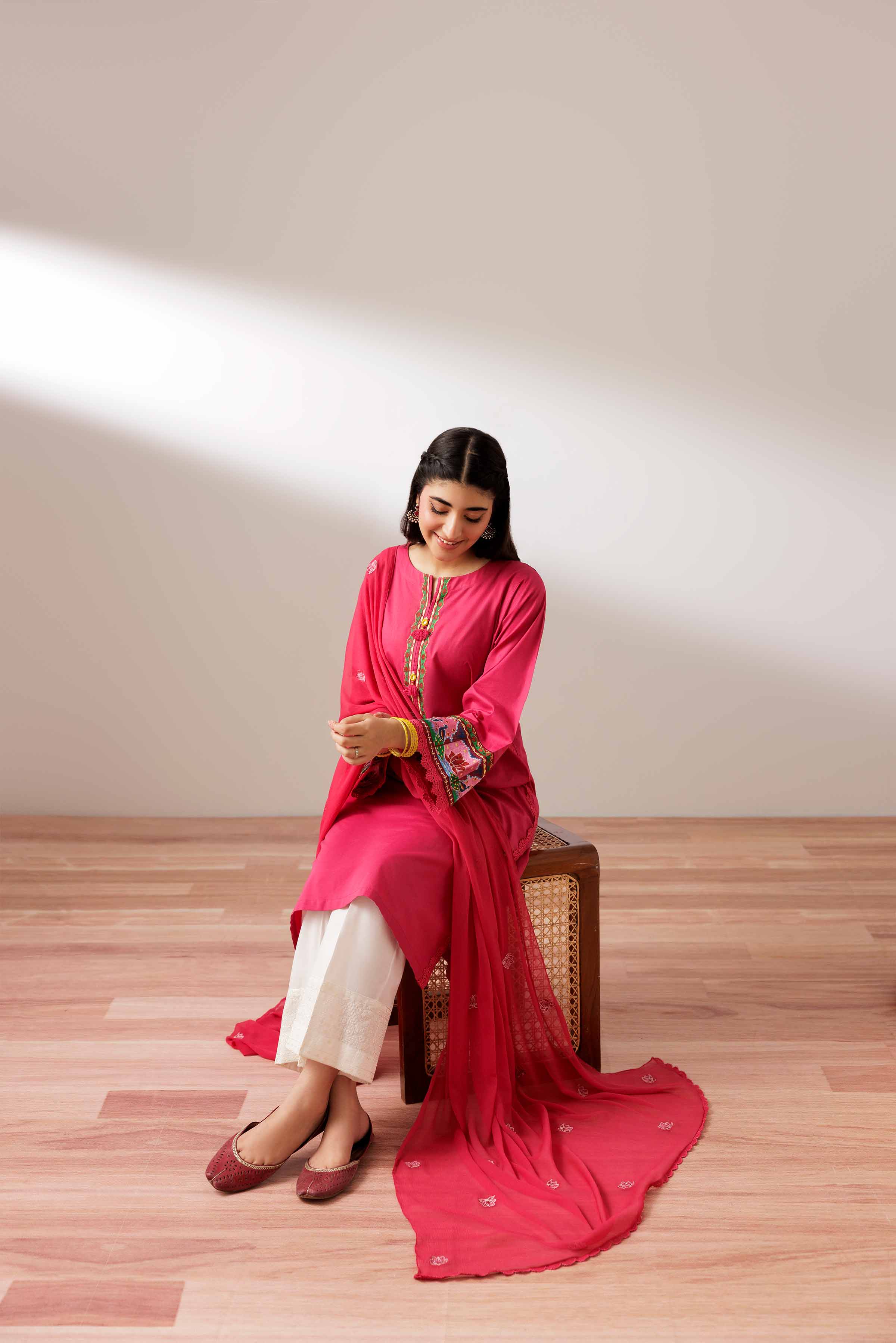 NISHATUAE - Pink Embroidered Cambric 2-piece Ready to wear Dress