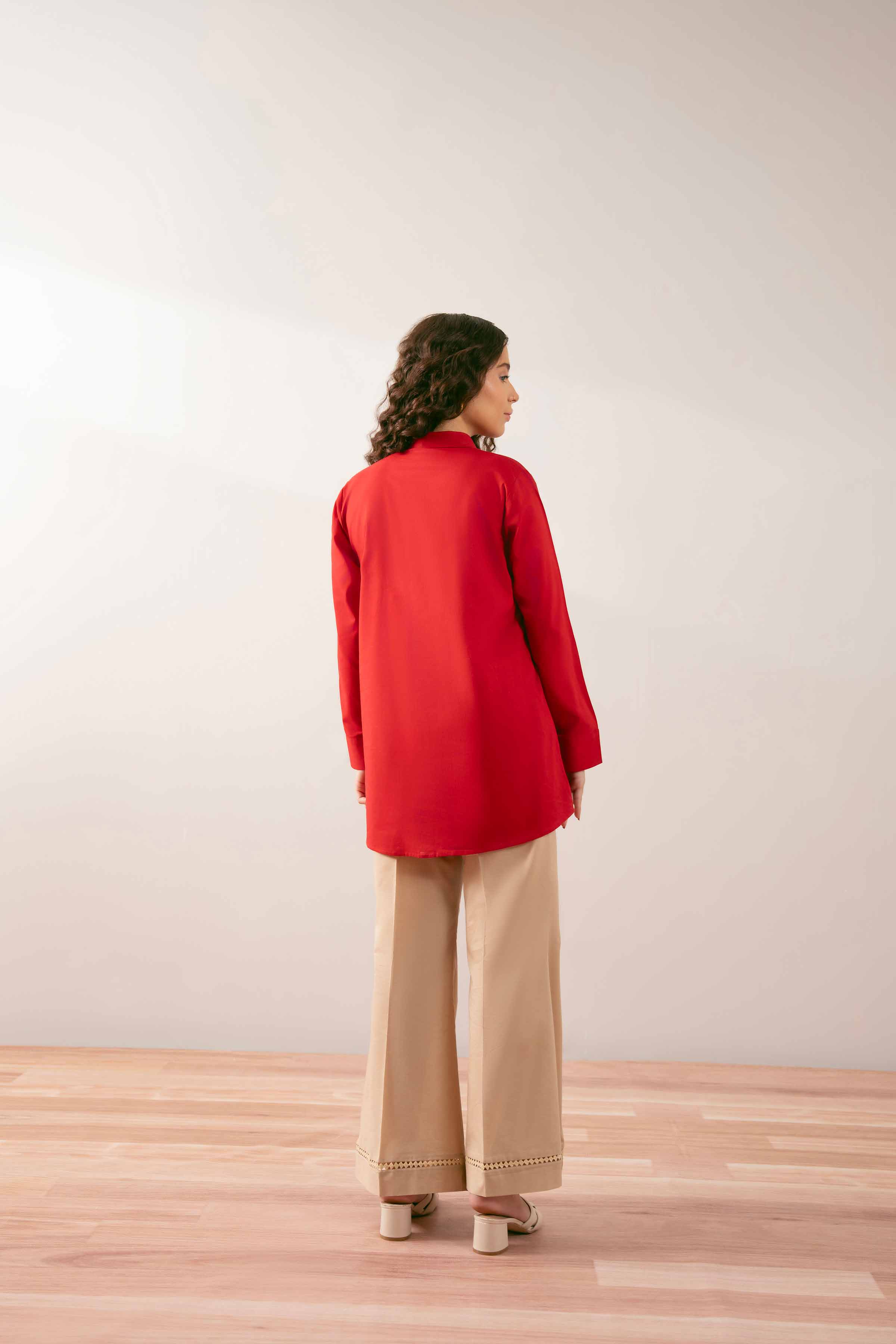 NISHATUAE - Red Embroidered Cambric Ready to wear Tunic