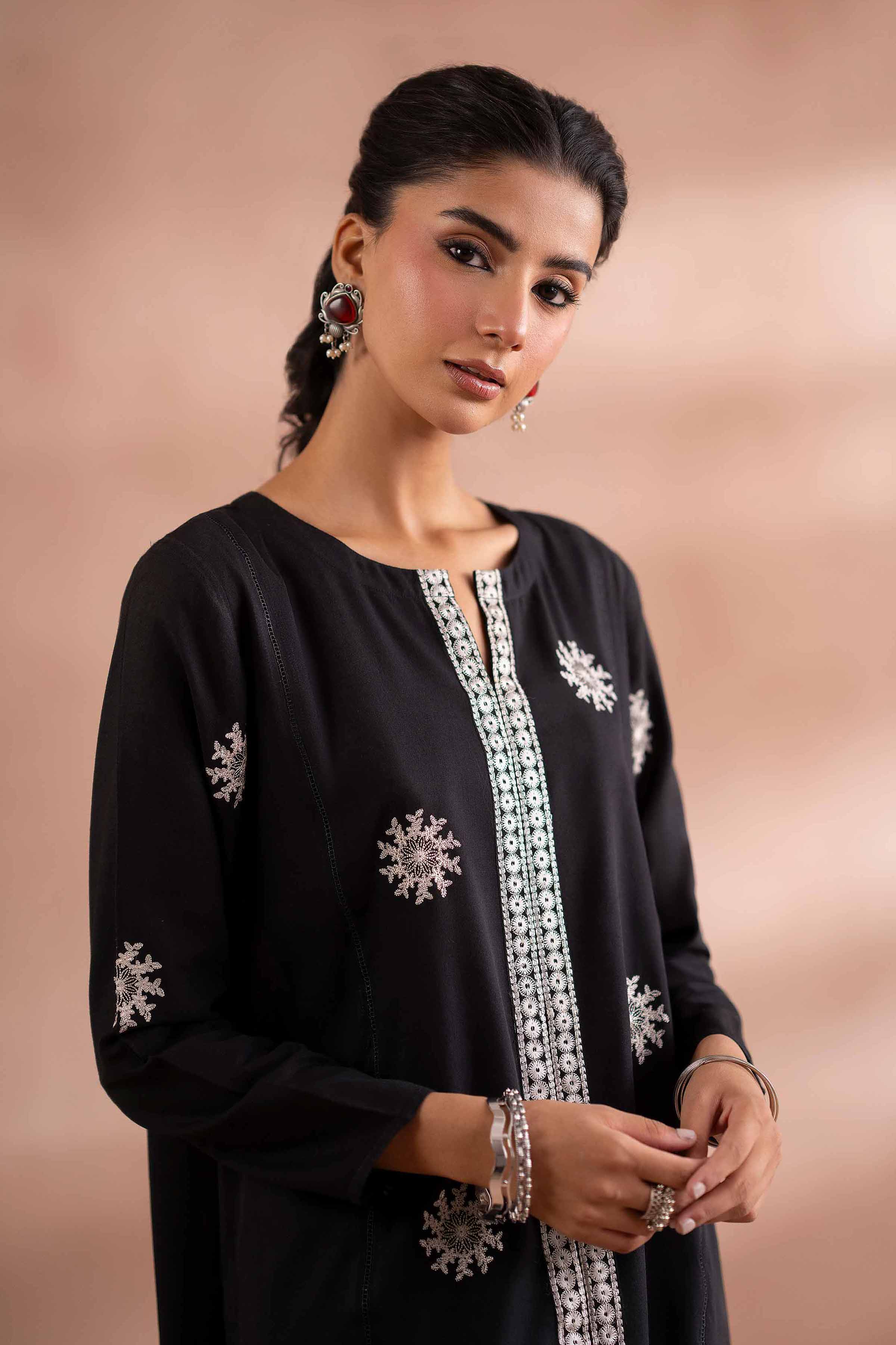 NISHATUAE - Black Embroidered Yarn Dyed 2-piece Ready to wear Dress