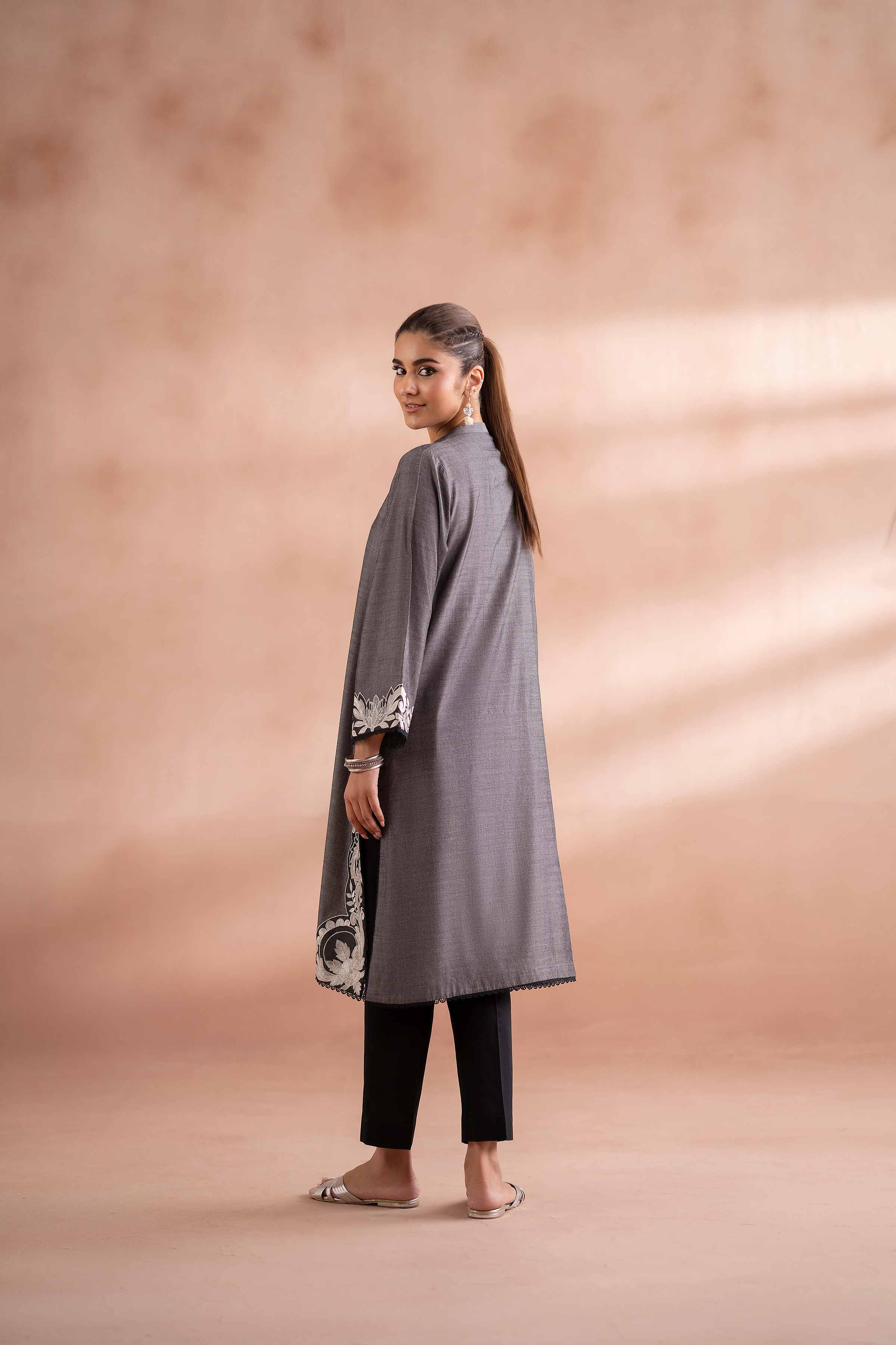 NISHATUAE - Brown Embroidered Yarn Dyed 2-piece Ready to wear Dress