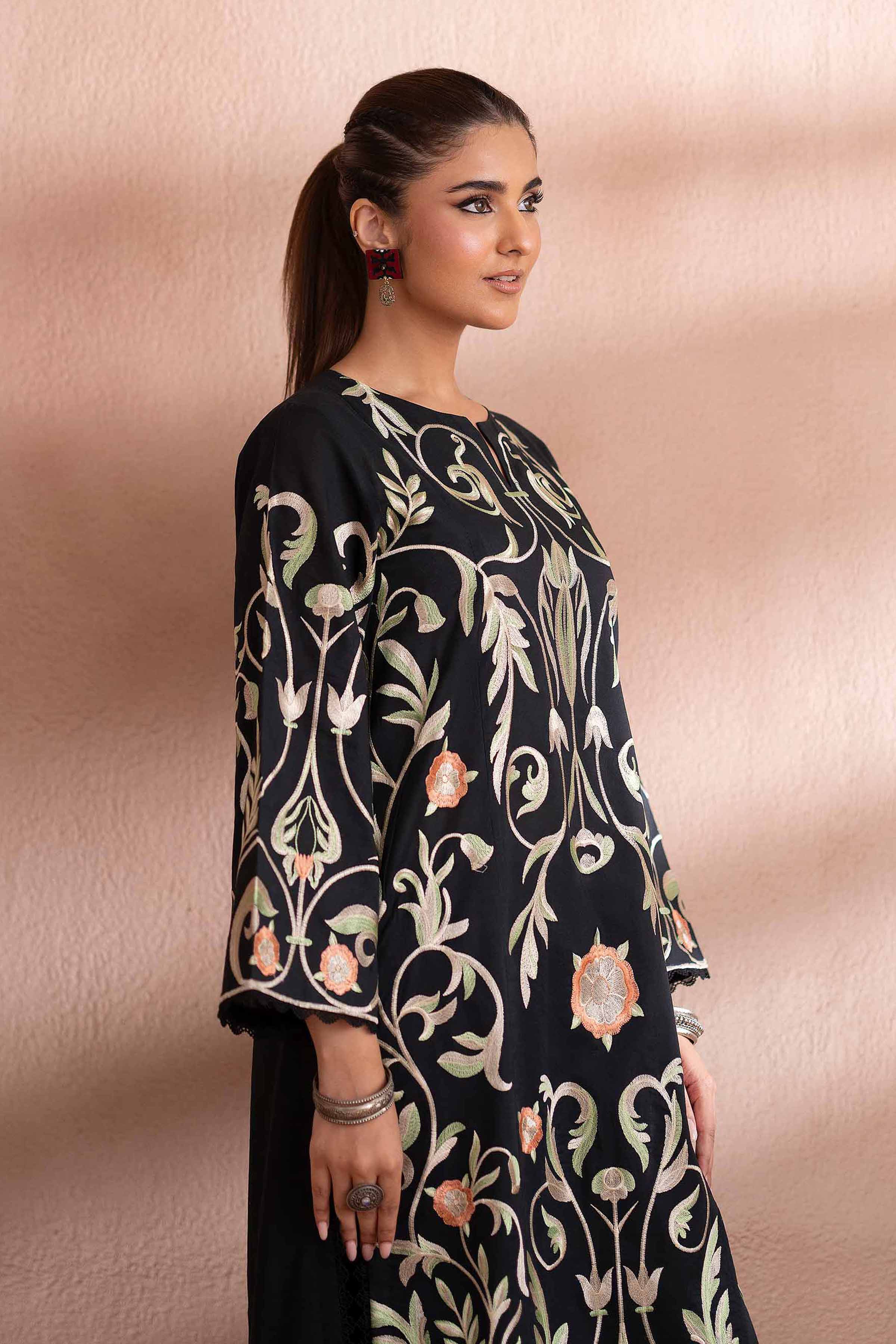 NISHATUAE - Black Embroidered Cambric 2-piece Ready to wear Dress