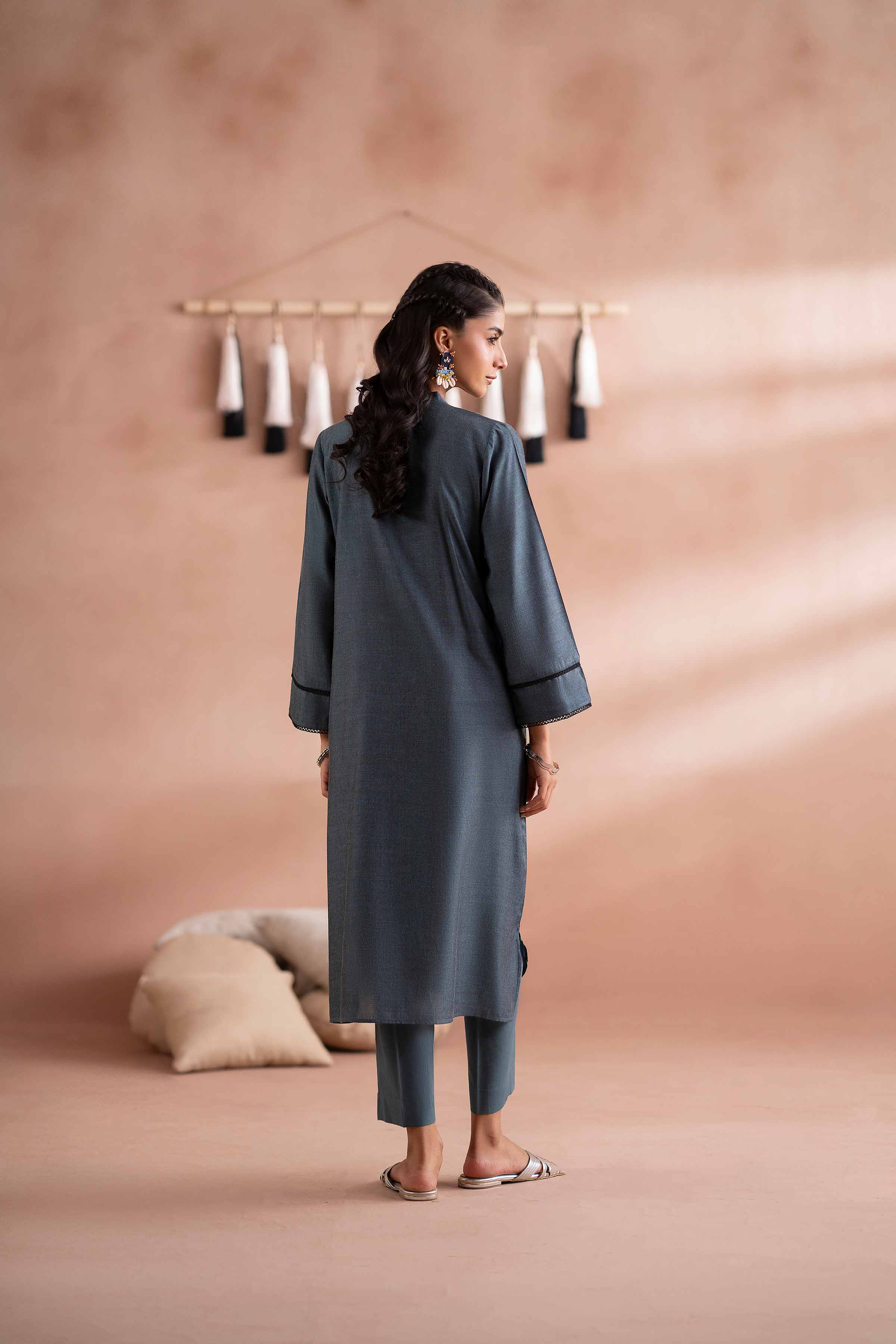 NISHATUAE - Blue Embroidered Yarn Dyed 2-piece Ready to wear Dress