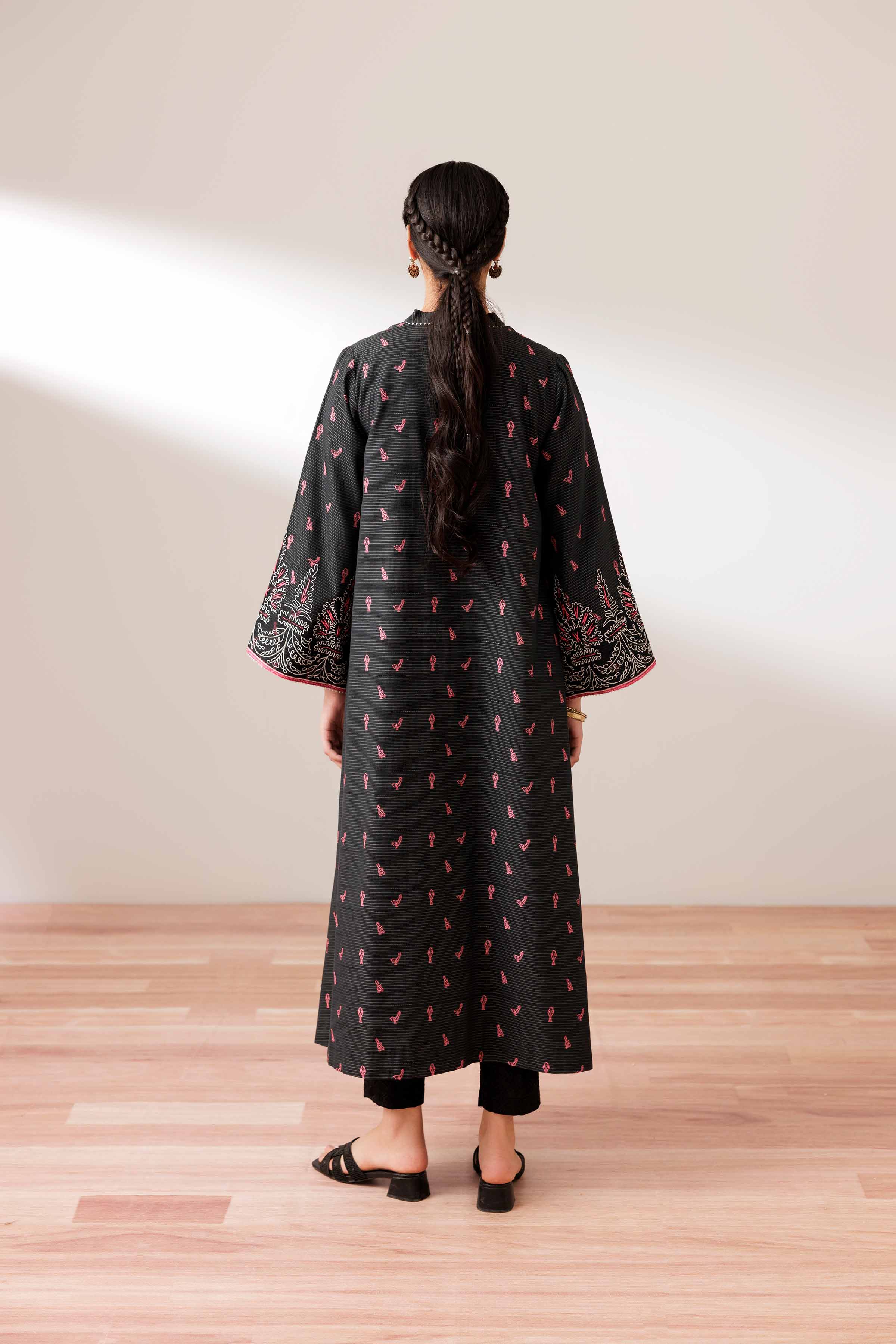 NISHATUAE - Black Embroidered Jacquard Ready to wear Jacket