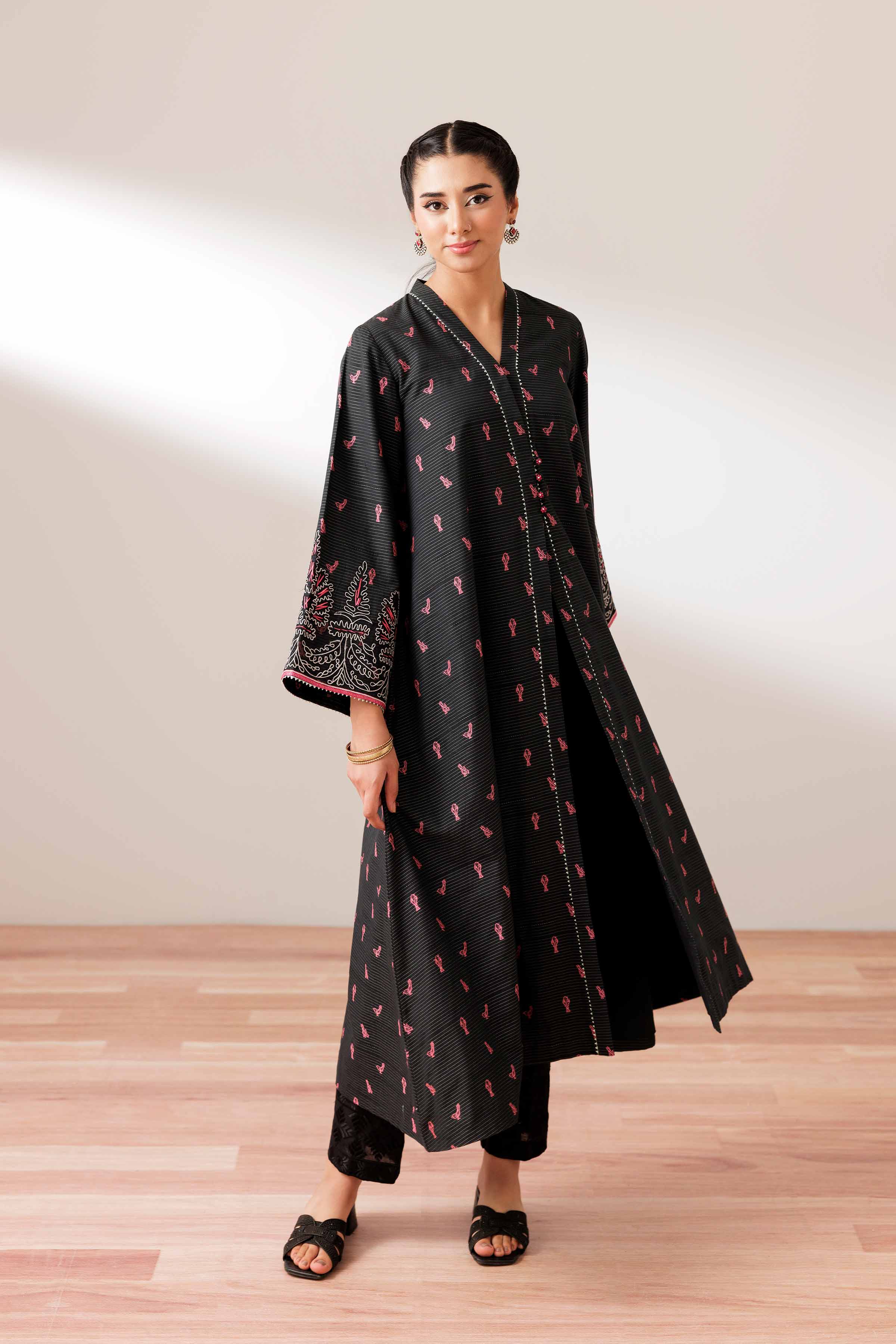 NISHATUAE - Black Embroidered Jacquard Ready to wear Jacket
