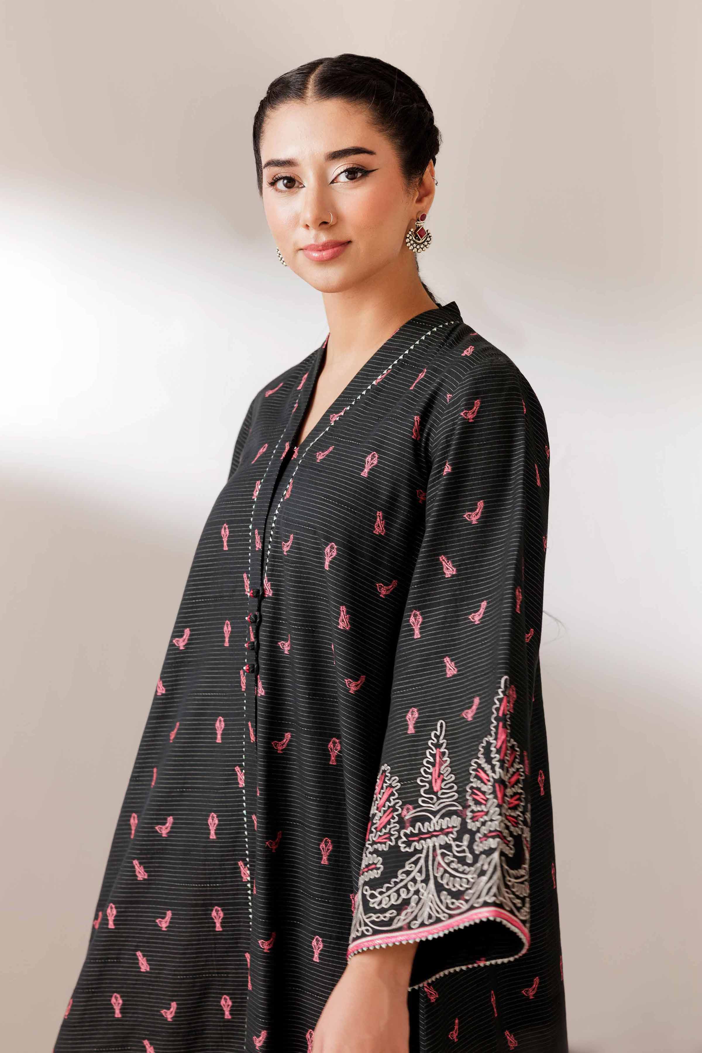 NISHATUAE - Black Embroidered Jacquard Ready to wear Jacket