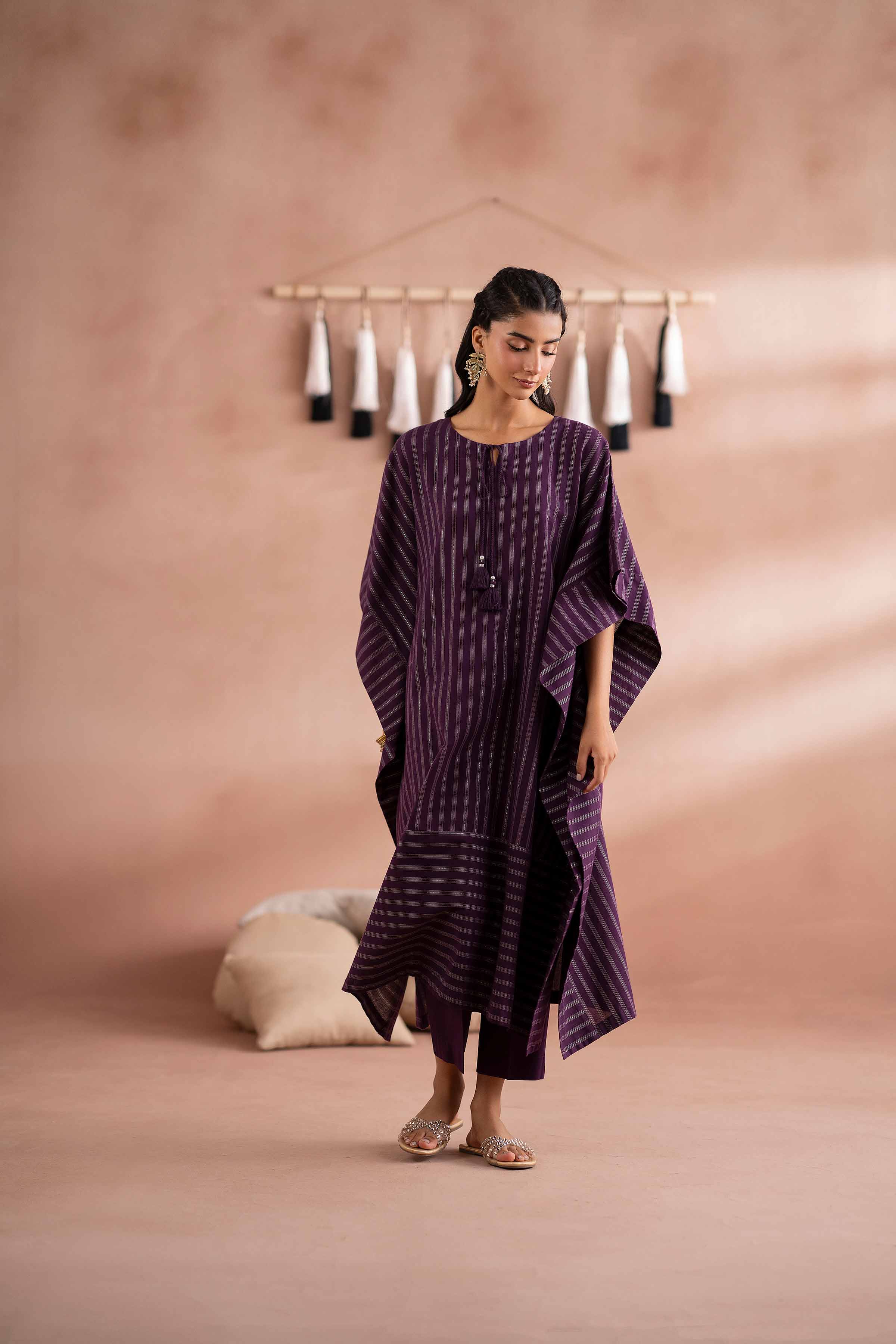 NISHATUAE - Purple Solids Yarn Dyed 2-piece Ready to wear Dress