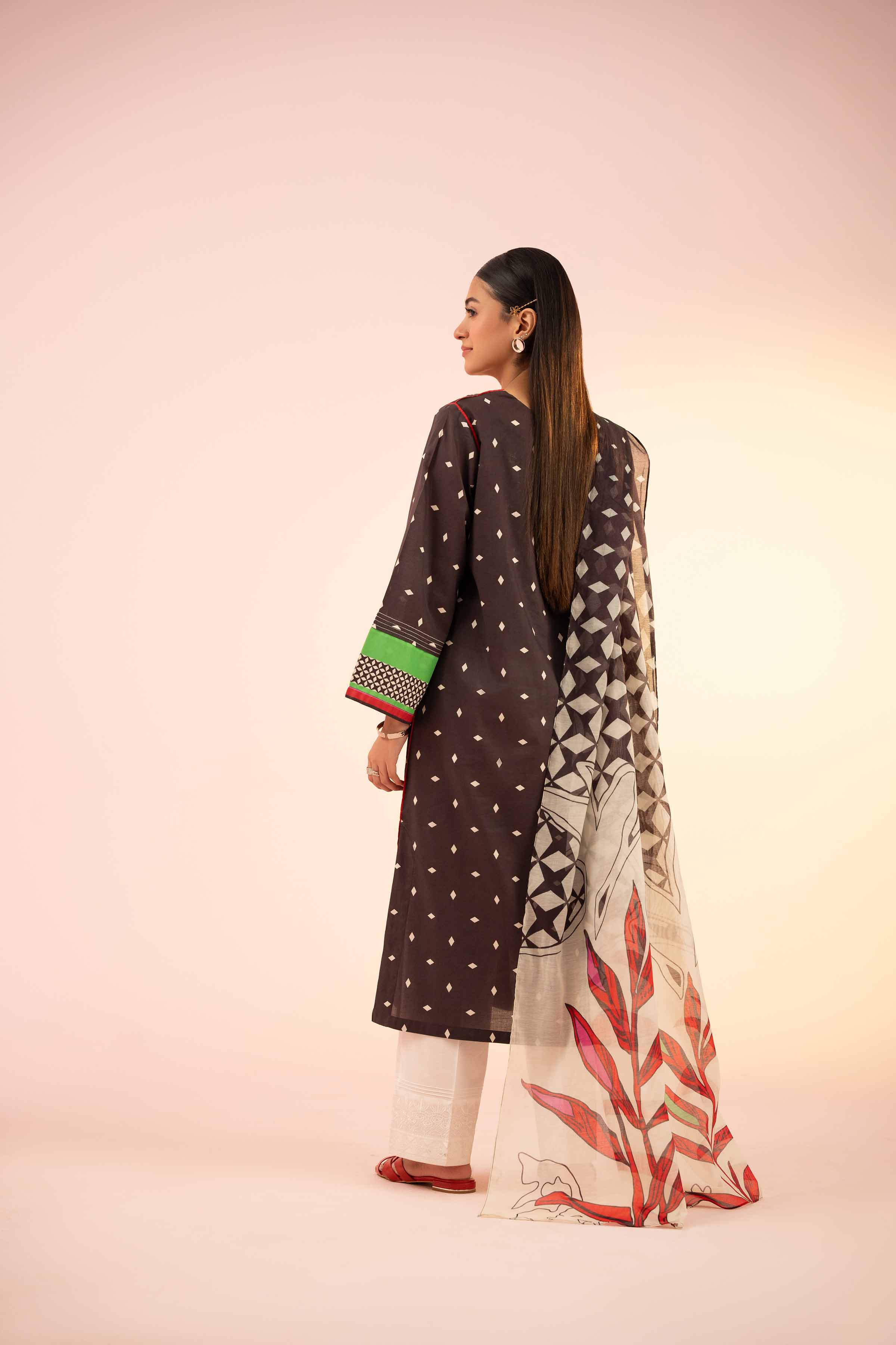 2 Piece - Printed Embroidered Suit - PS25-75