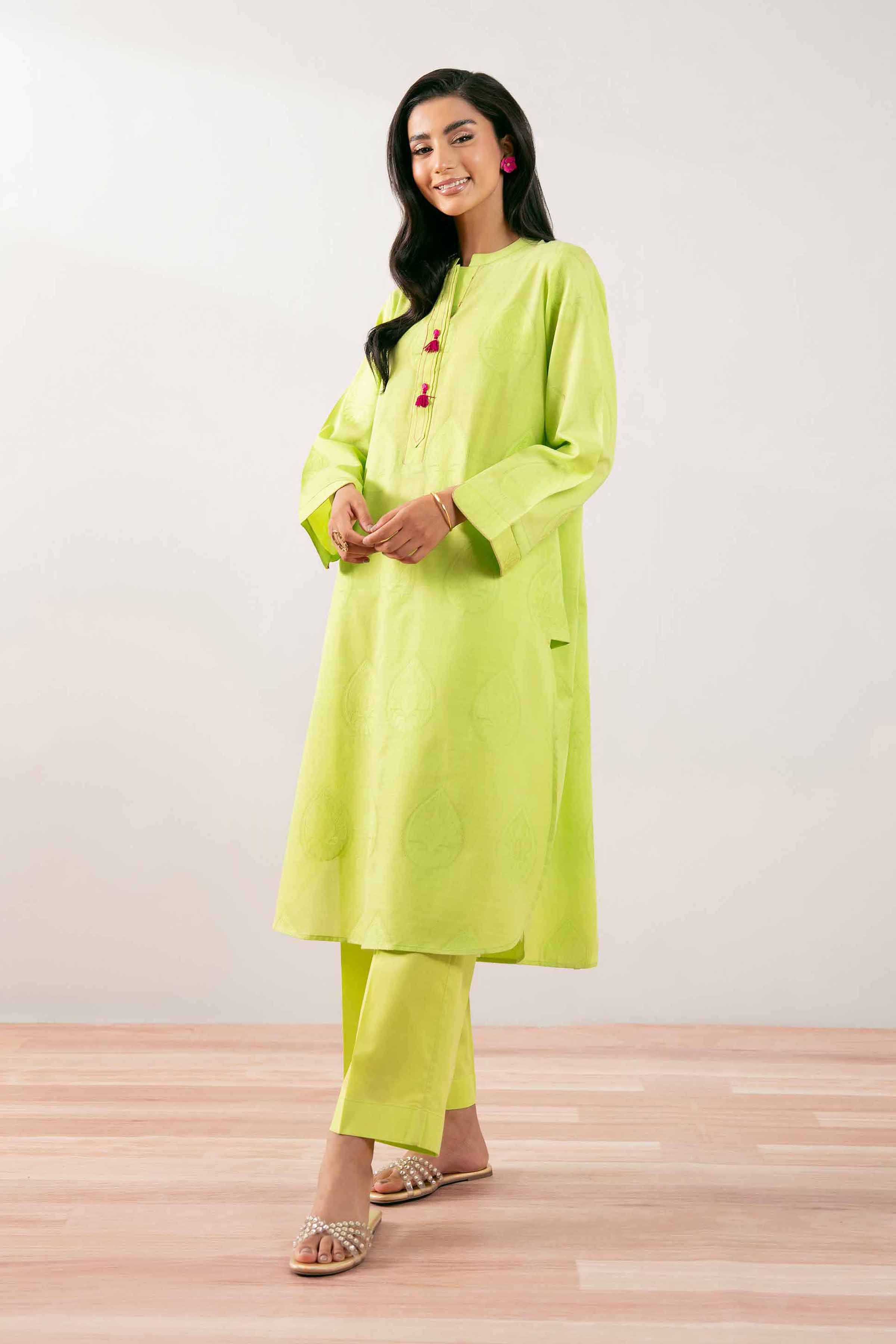NISHATUAE - Green Solids Jacquard 2-piece Ready to wear Dress