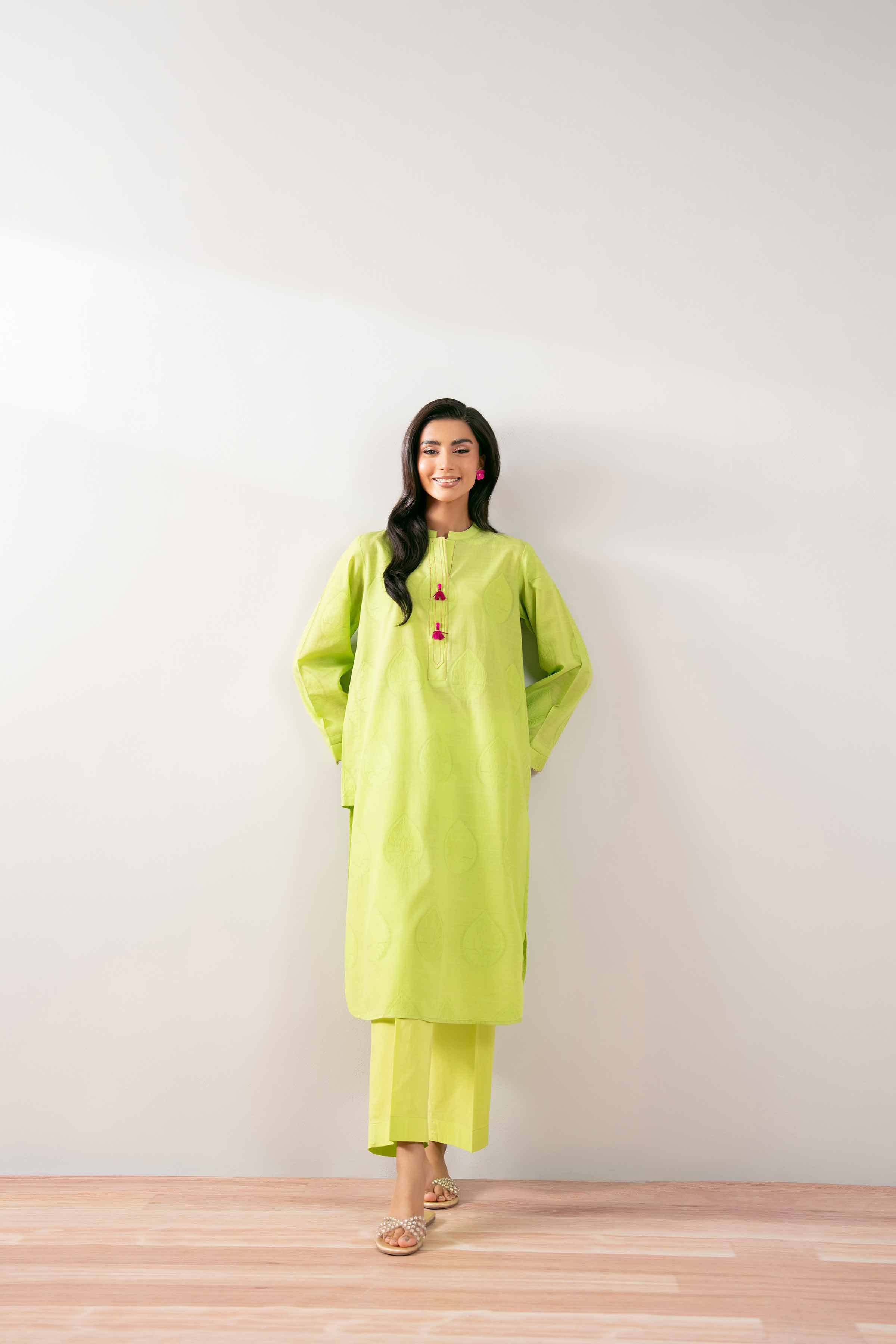 NISHATUAE - Green Solids Jacquard 2-piece Ready to wear Dress