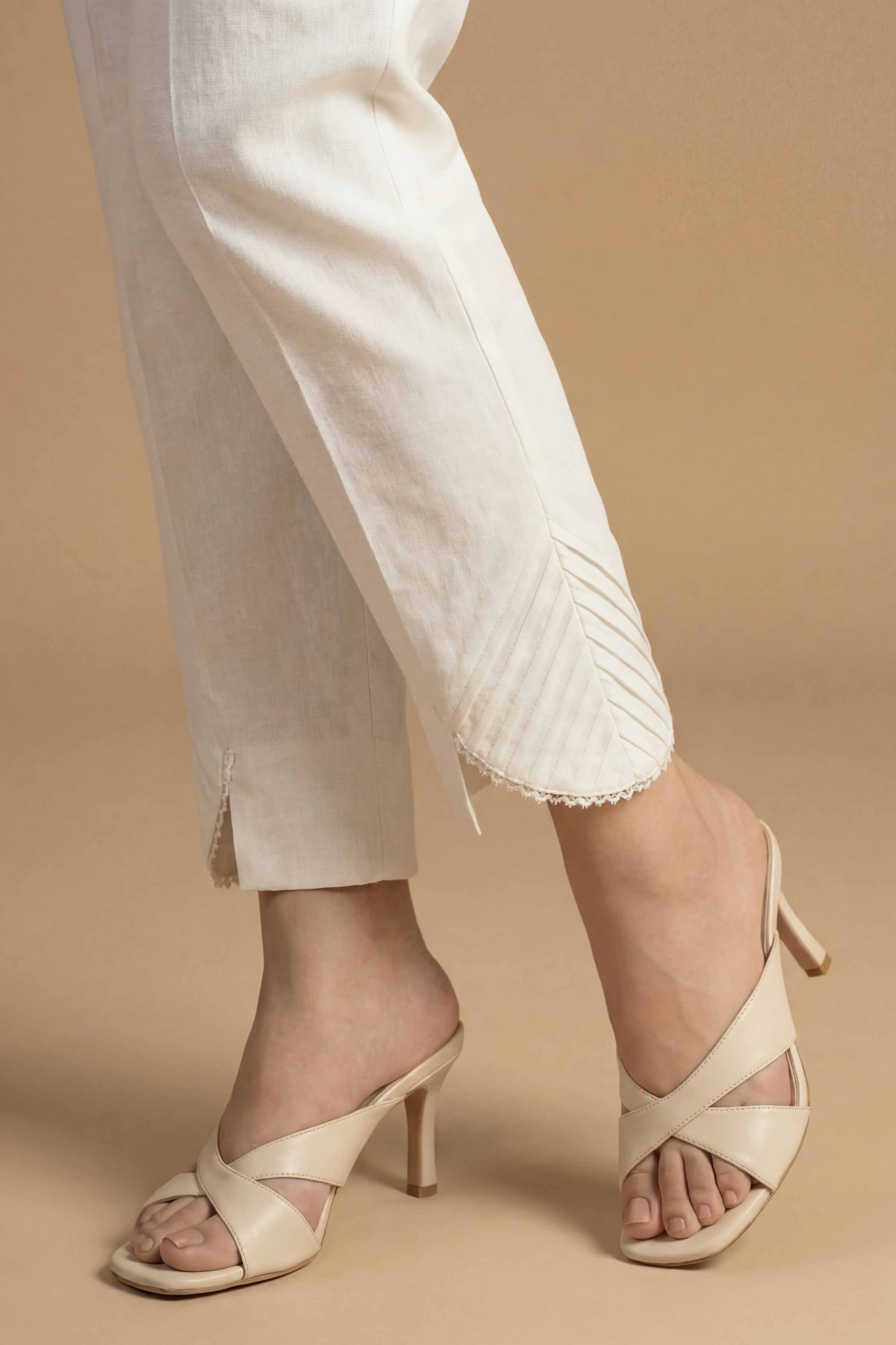 Basic Trousers - PS26-192 Off White Cambric 1PC Solids READY TO WEAR