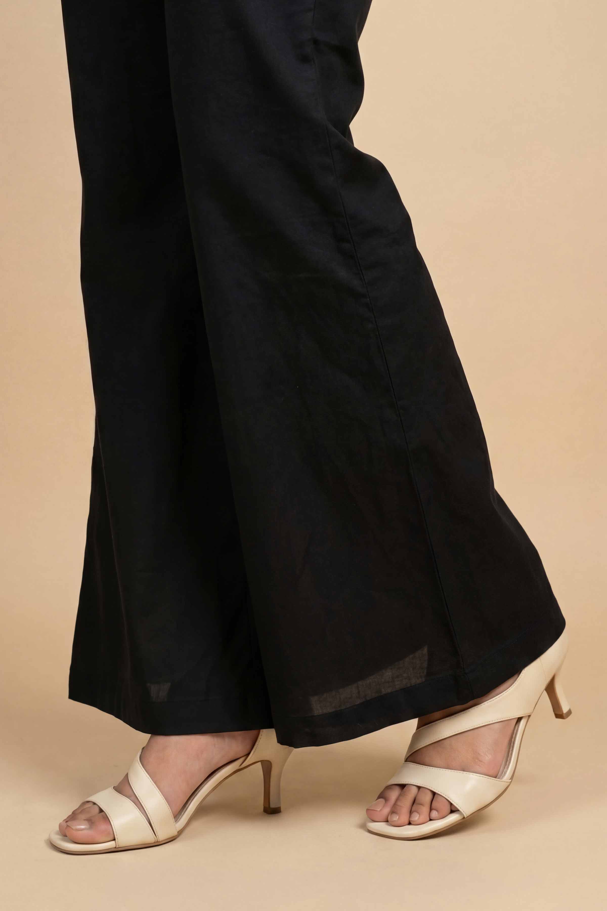 Basic Trousers - PS26-194 Black Cambric 1PC Solids READY TO WEAR
