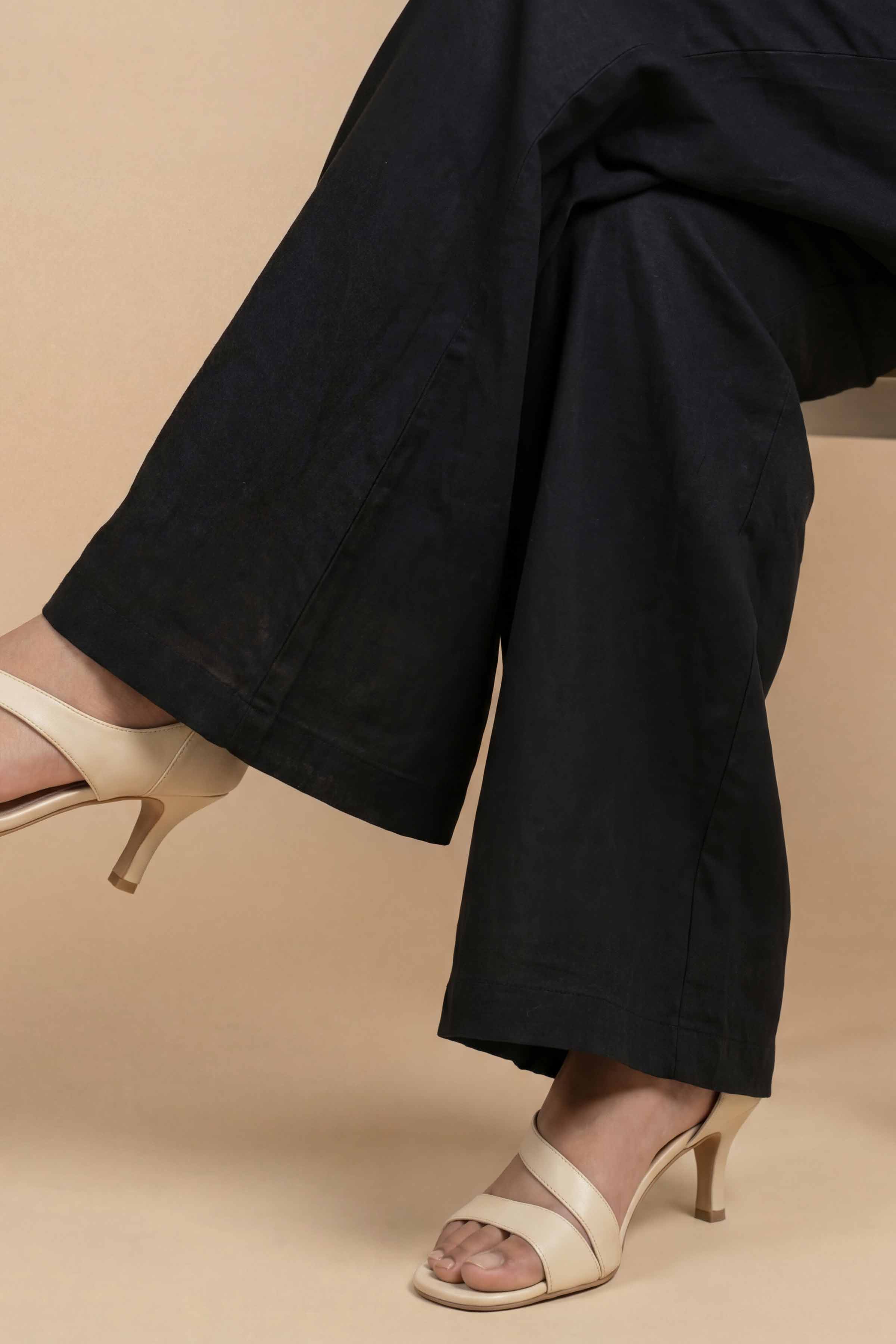 Basic Trousers - PS26-194 Black Cambric 1PC Solids READY TO WEAR