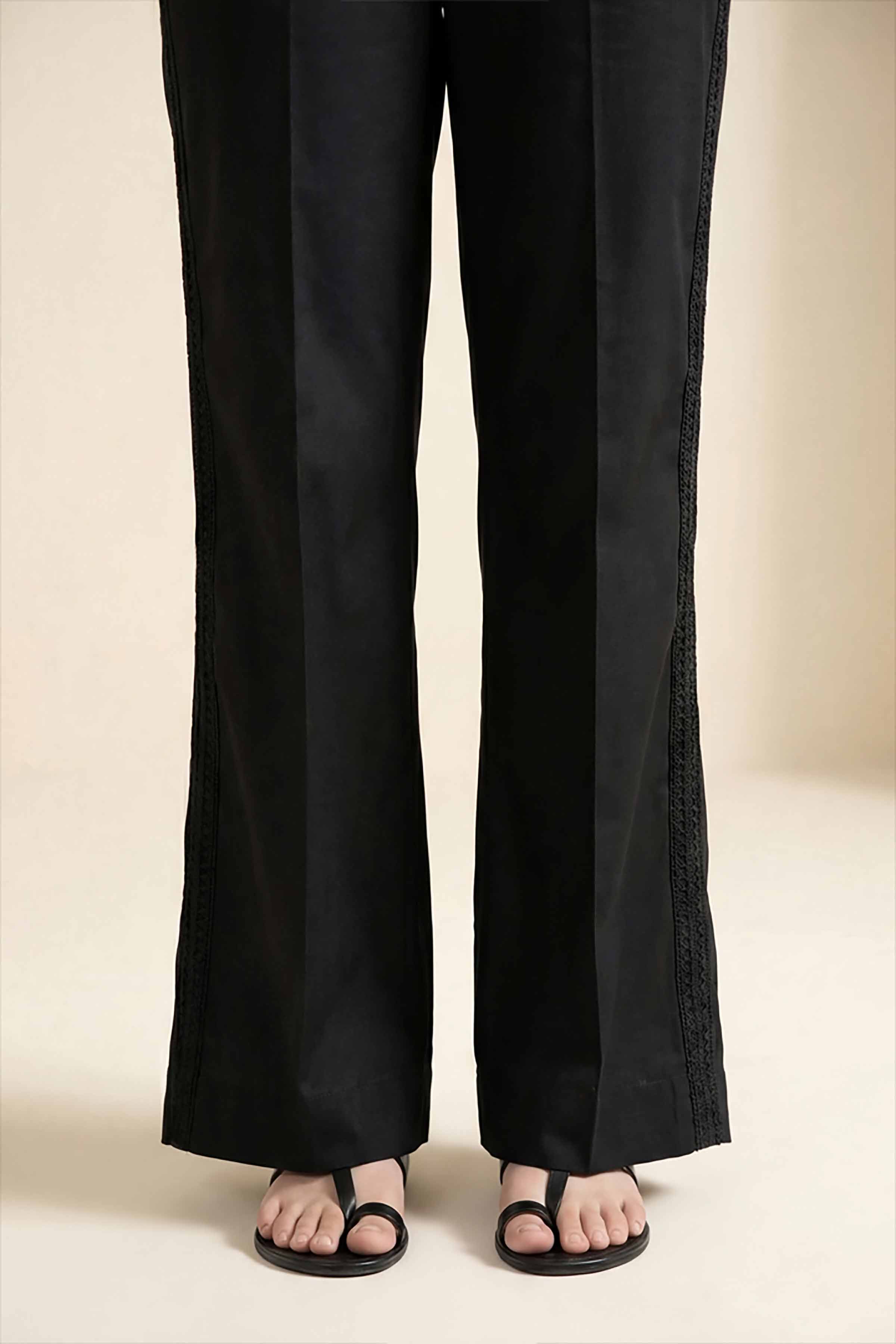 Basic Trousers - PS26-198 Black Cambric 1PC Solids