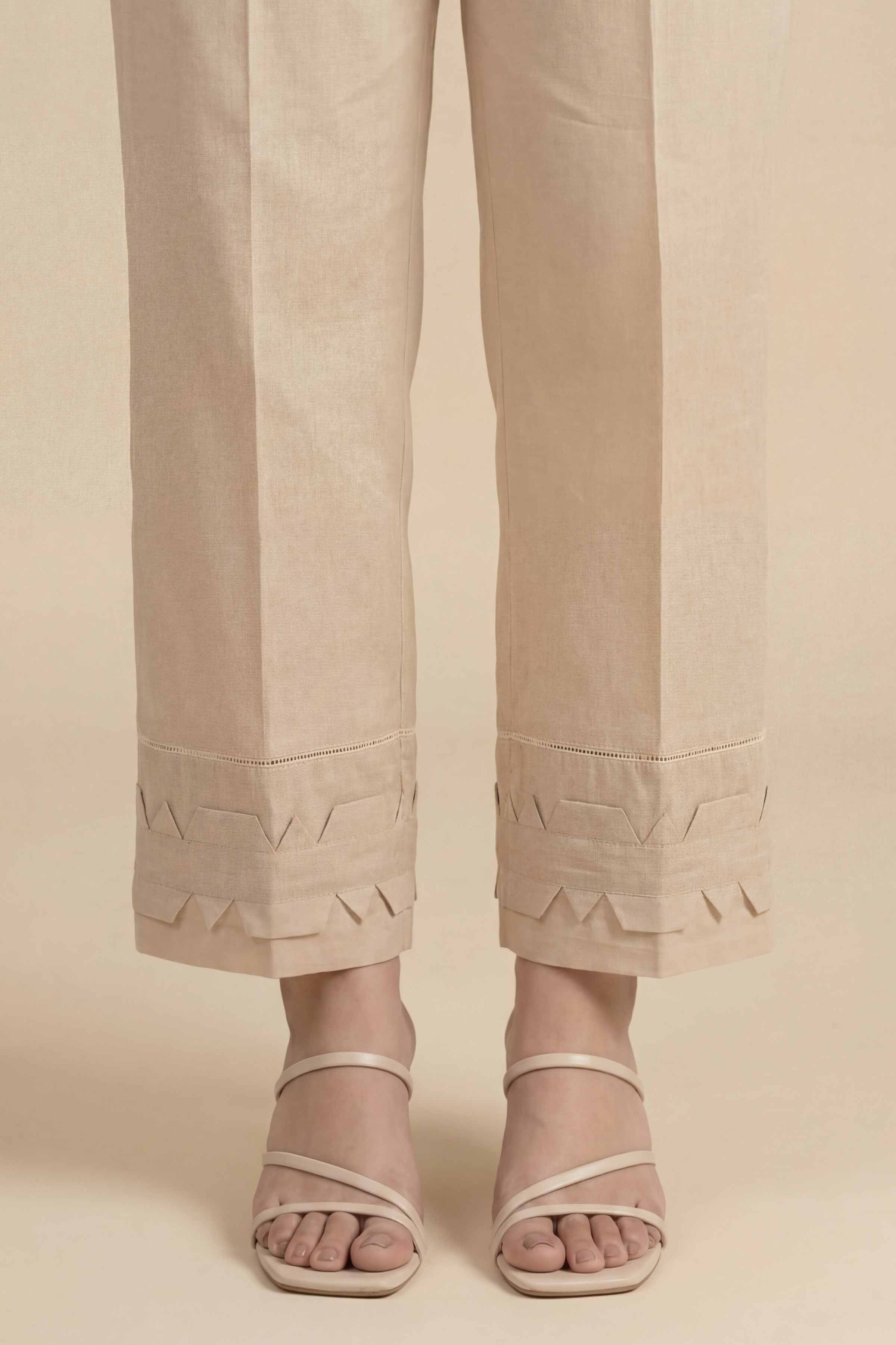 Basic Trousers - PS26-199 Beige Cambric 1PC Solids READY TO WEAR