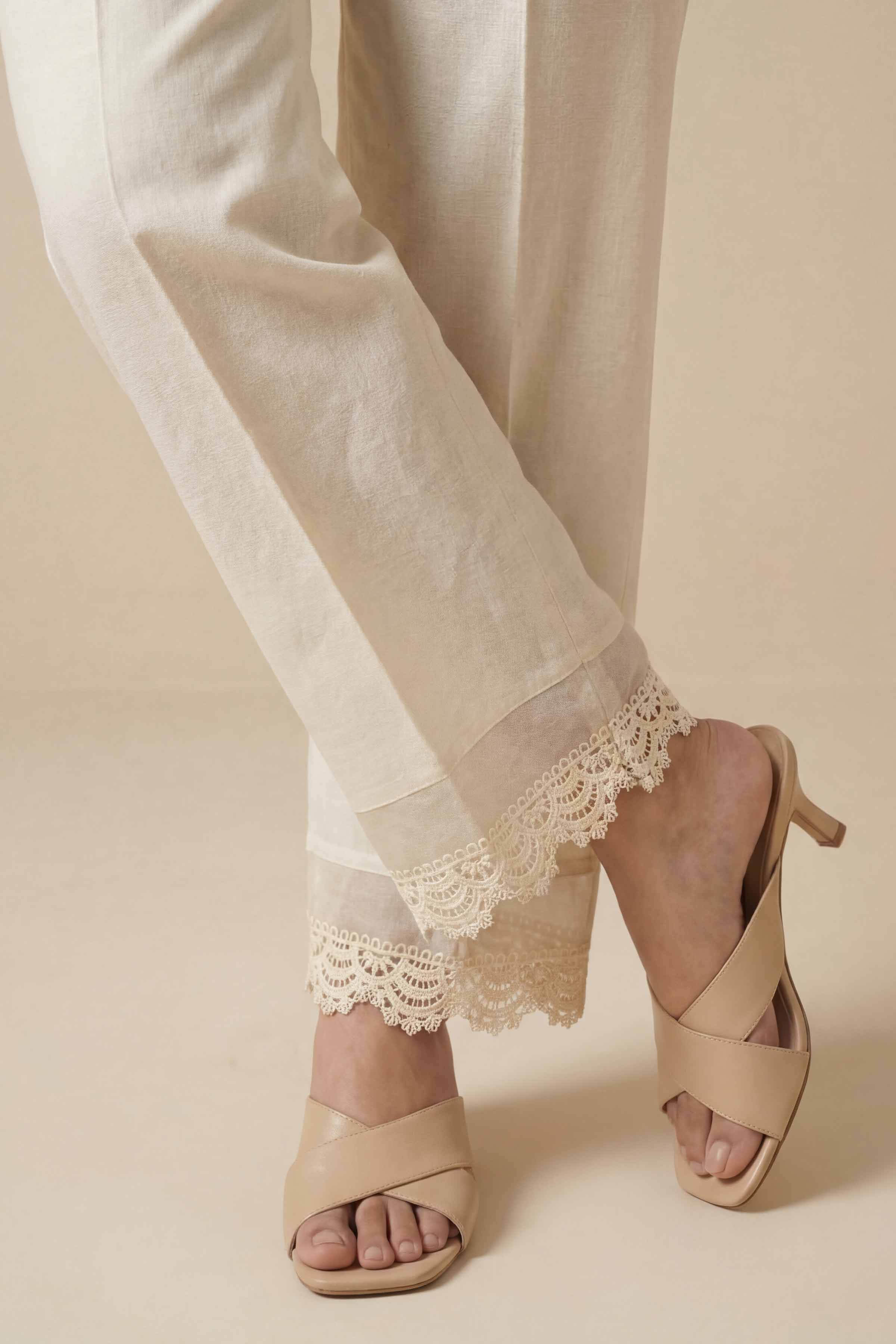 Basic Trousers - PS26-200 Ready To Wear Off White Cambric 1PC Solids