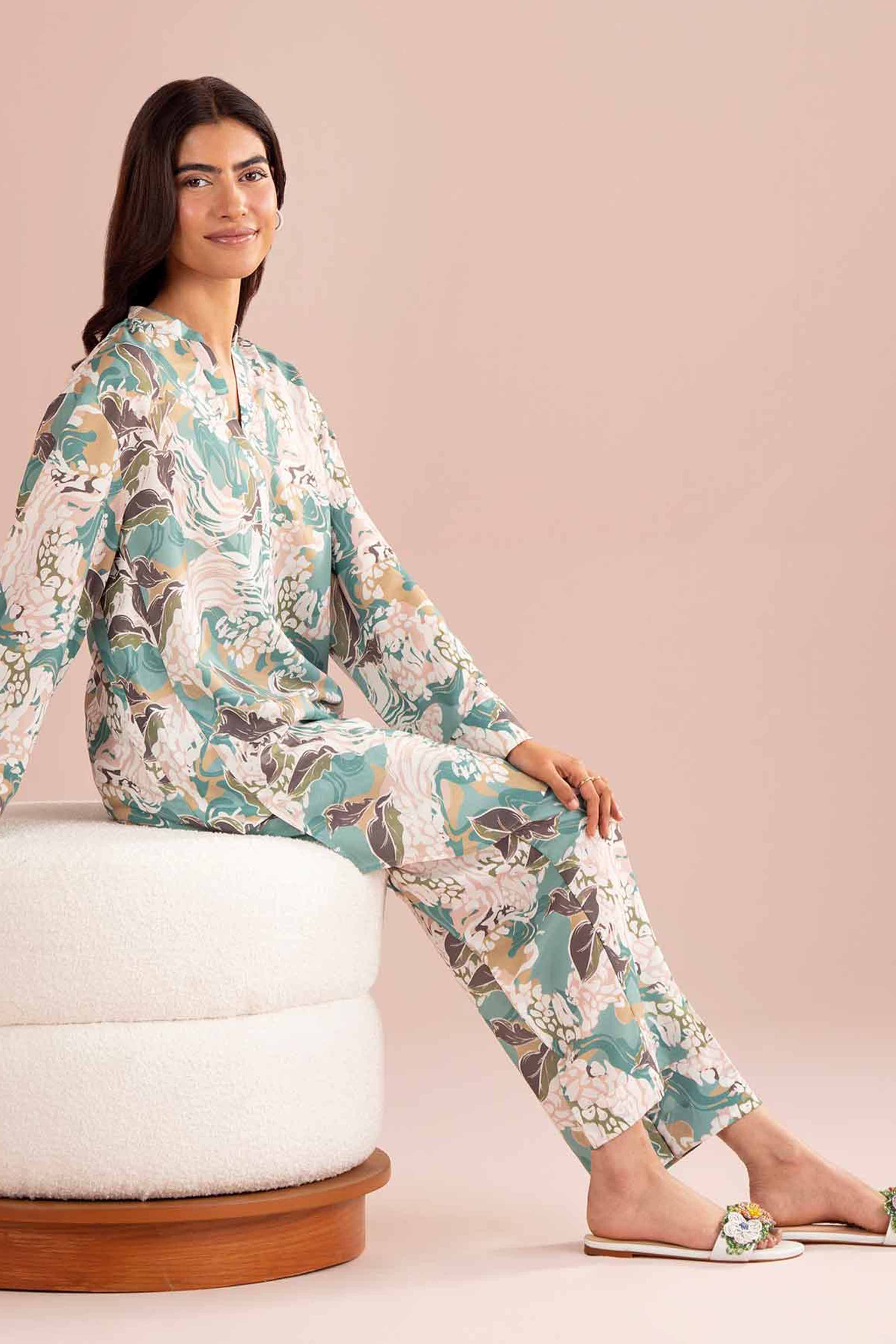 2 Piece - Printed Suit - PS26-71 Beige Lawn 2PC Printed READY TO WEAR