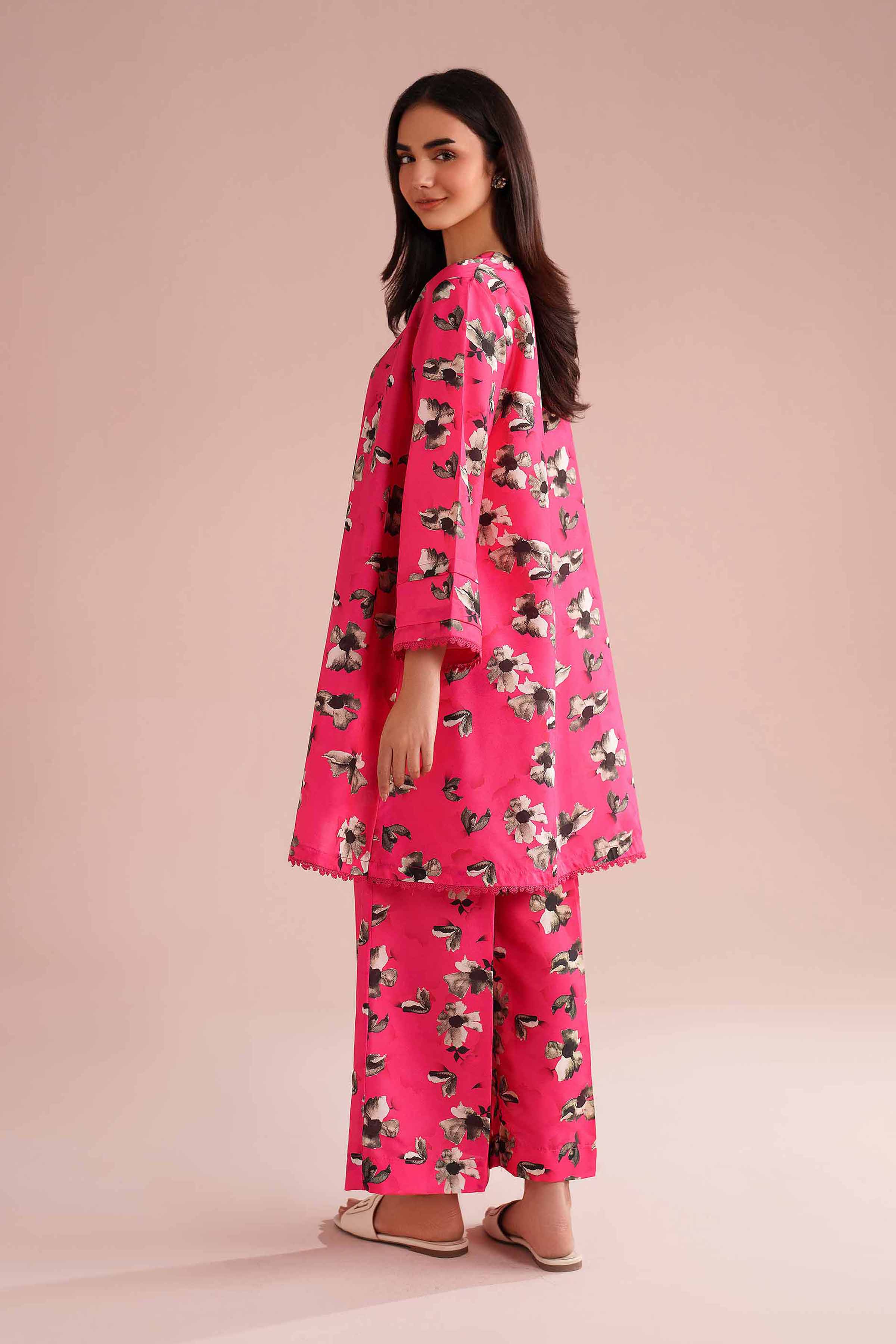 2 Piece - Printed Suit - PS26-75 Pink Lawn 2PC Printed