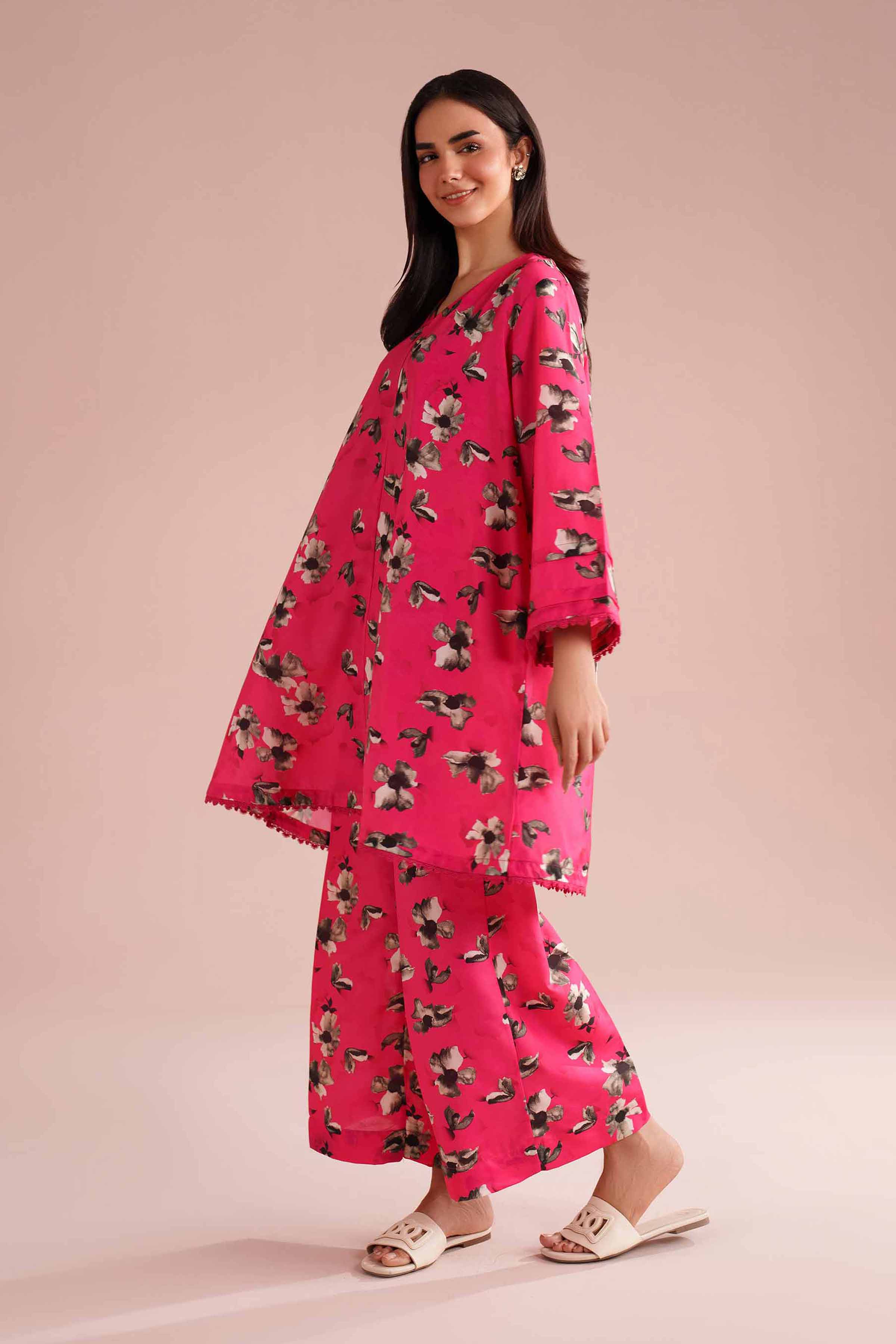 2 Piece - Printed Suit - PS26-75 Pink Lawn 2PC Printed