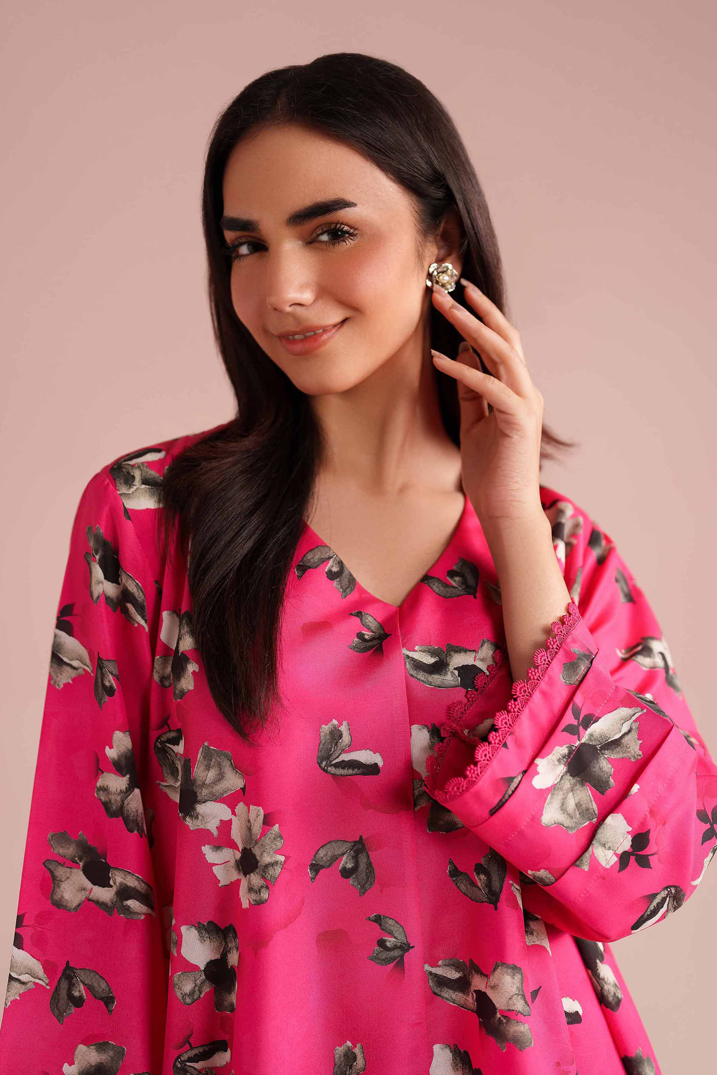 2 Piece - Printed Suit - PS26-75 Pink Lawn 2PC Printed
