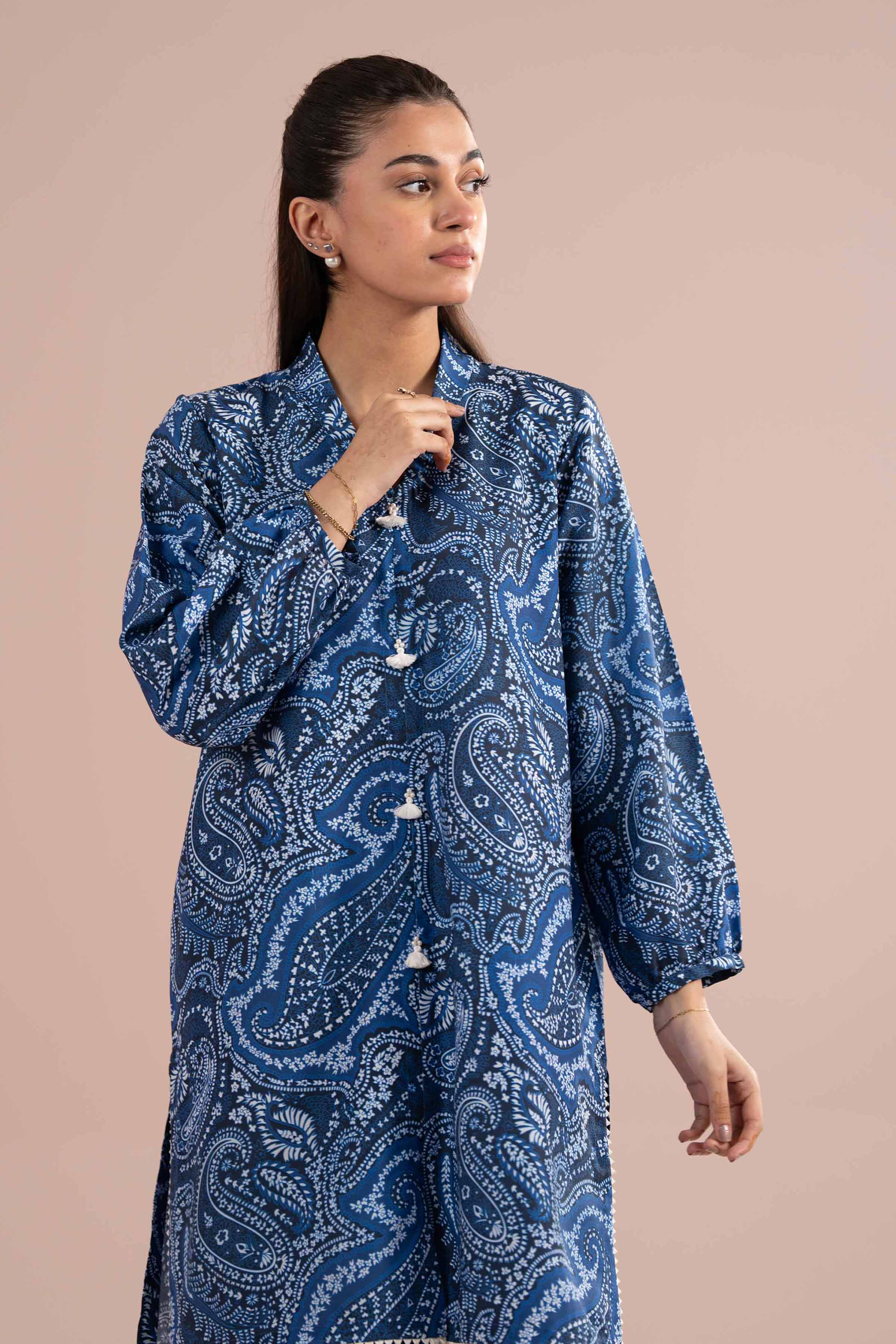 2 Piece - Printed Suit - PS26-78 Blue Lawn 2PC Printed READY TO WEAR