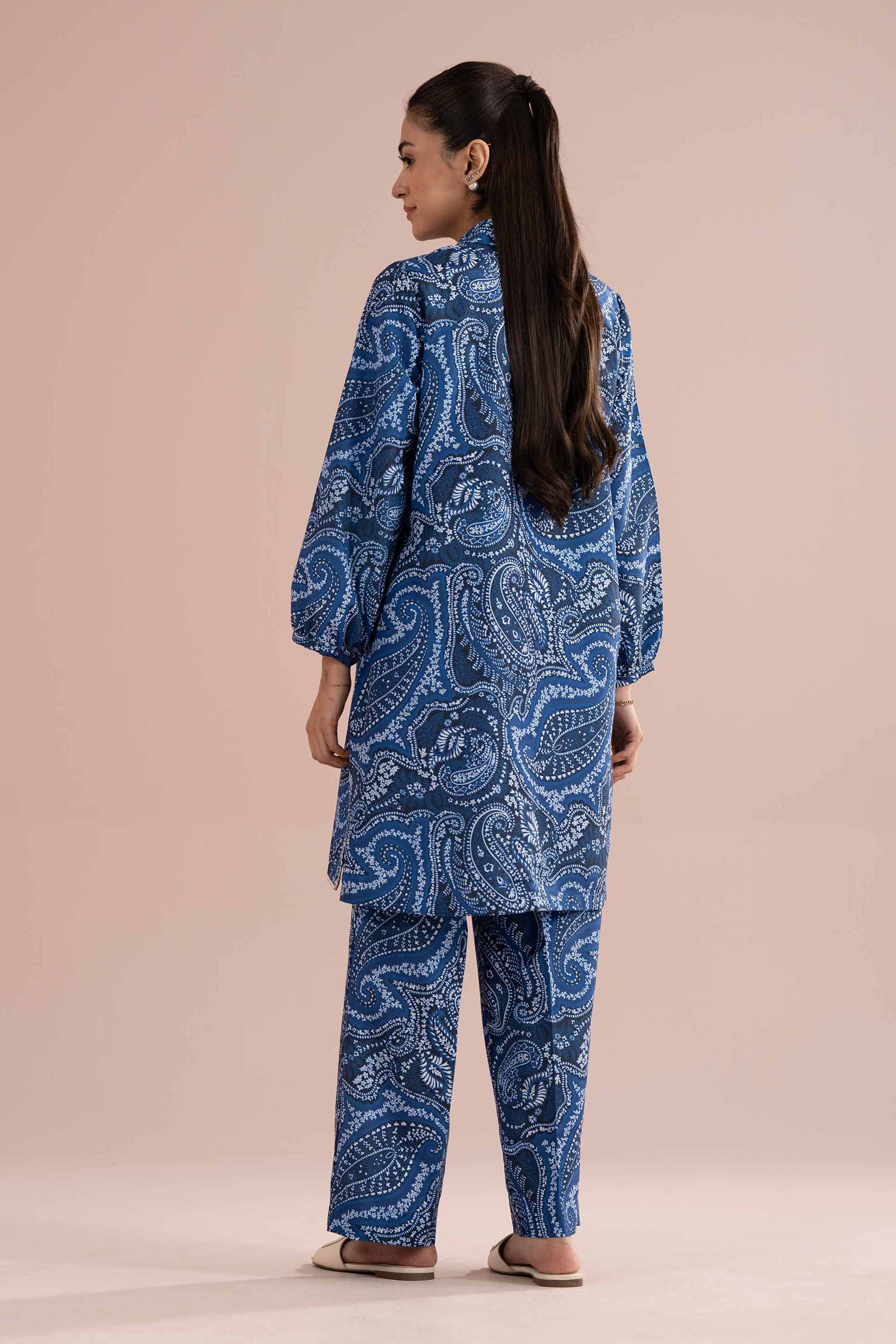 2 Piece - Printed Suit - PS26-78 Blue Lawn 2PC Printed READY TO WEAR