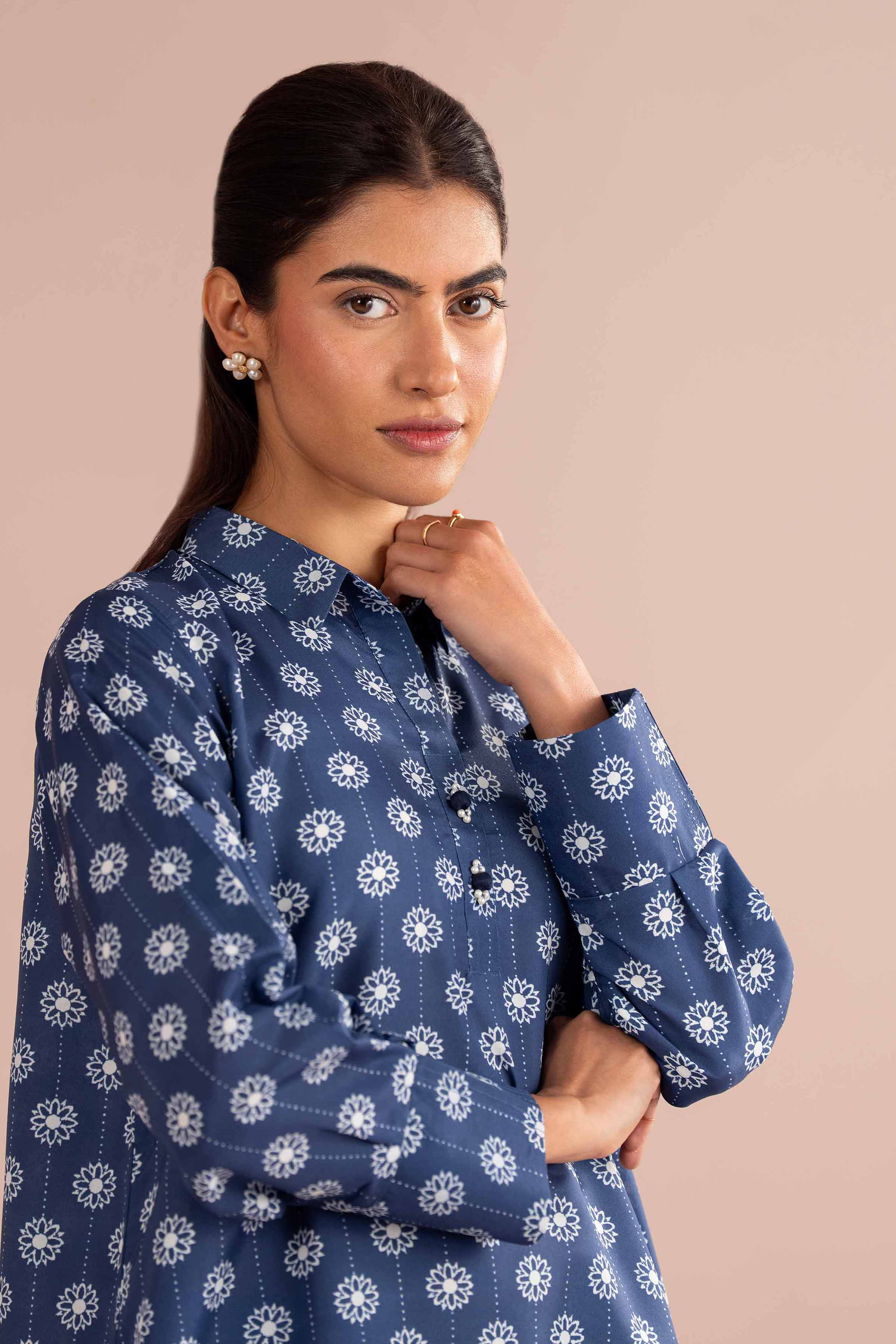 2 Piece - Printed Suit - PS26-82 Blue Lawn 2PC Printed READY TO WEAR