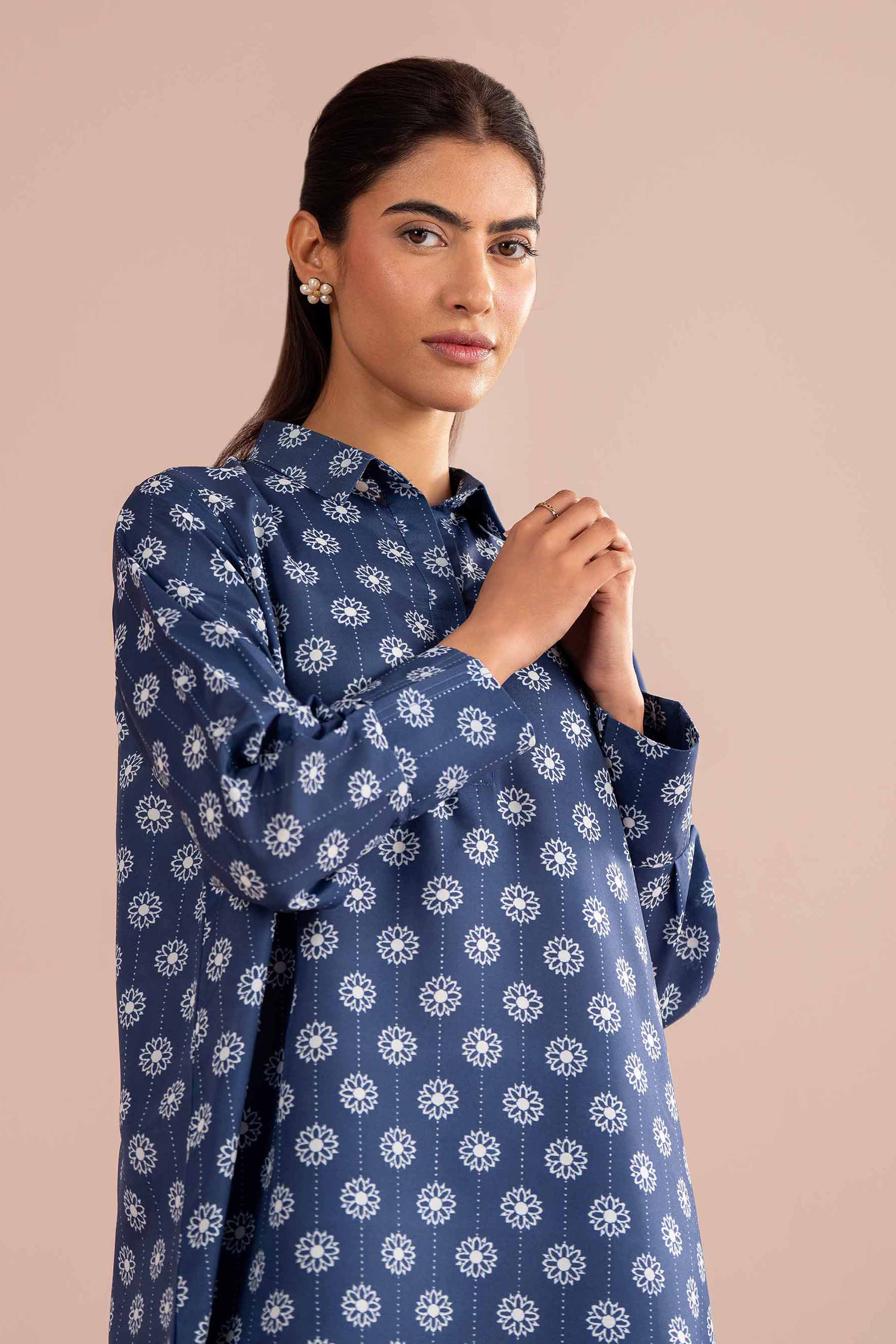 2 Piece - Printed Suit - PS26-82 Blue Lawn 2PC Printed READY TO WEAR