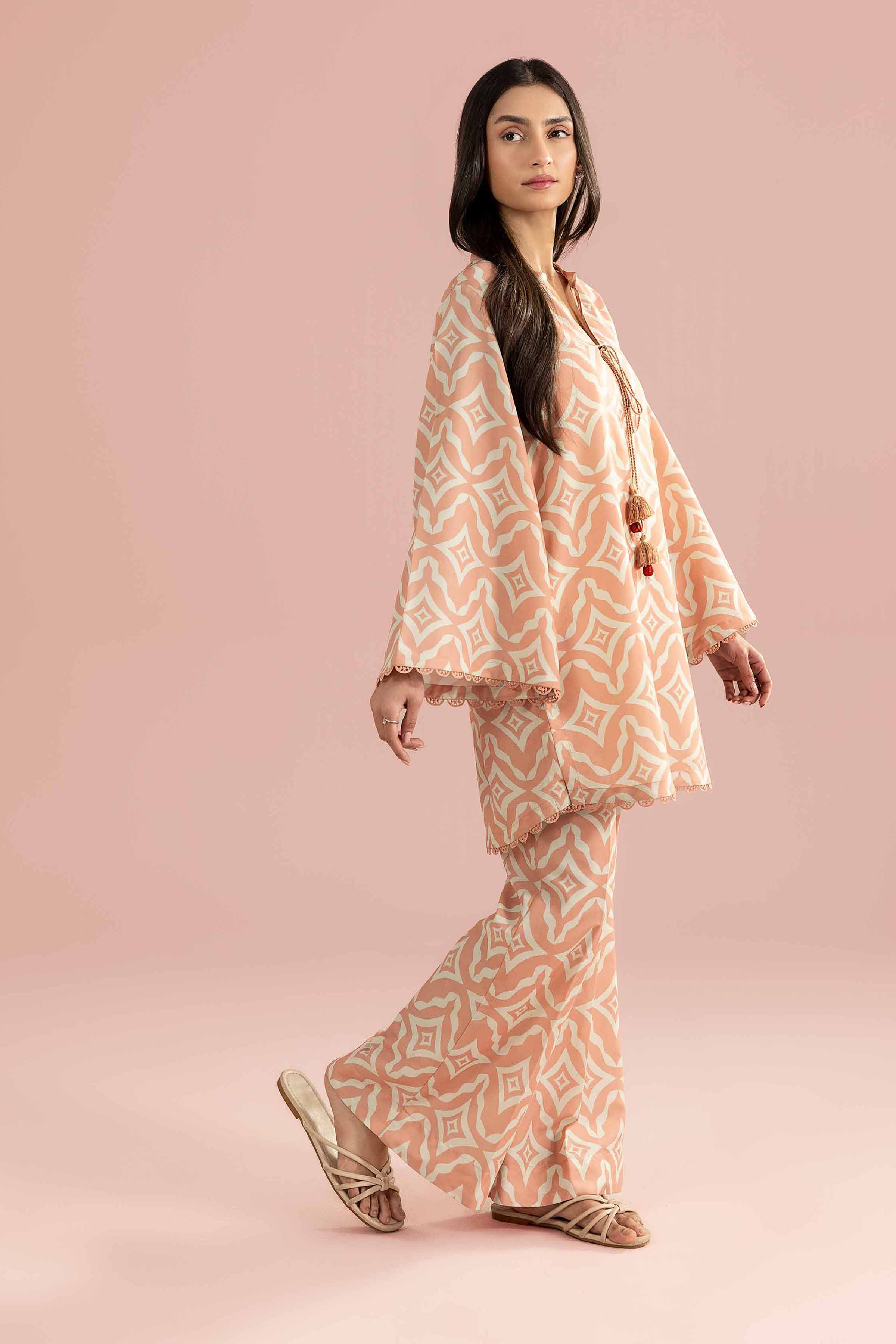 2 Piece - Printed Suit - PS26-84 Peach Lawn 2PC Printed