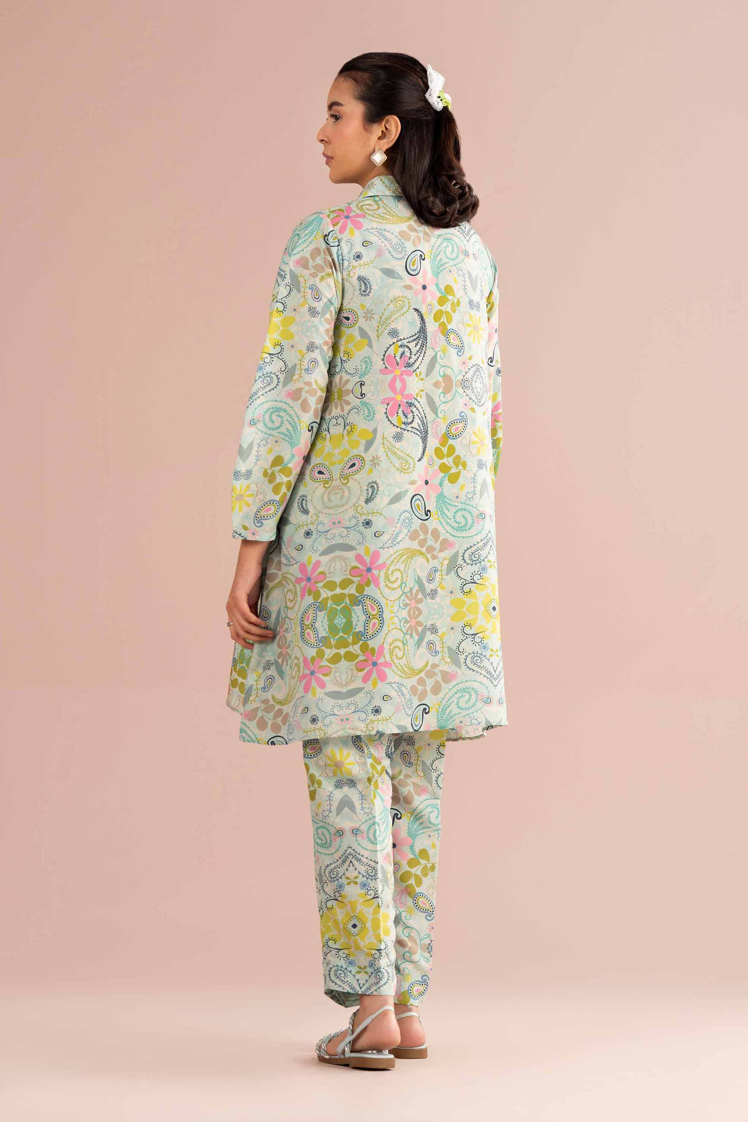2 Piece - Printed Suit - PS26-88 Blue Lawn 2PC Printed READY TO WEAR