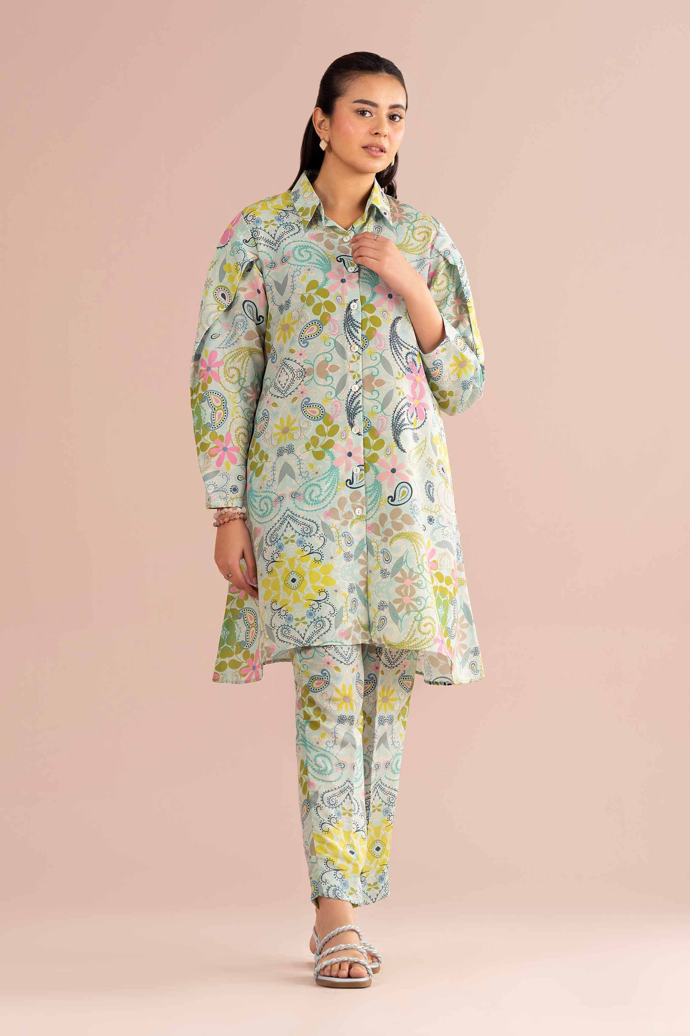 2 Piece - Printed Suit - PS26-88 Blue Lawn 2PC Printed READY TO WEAR