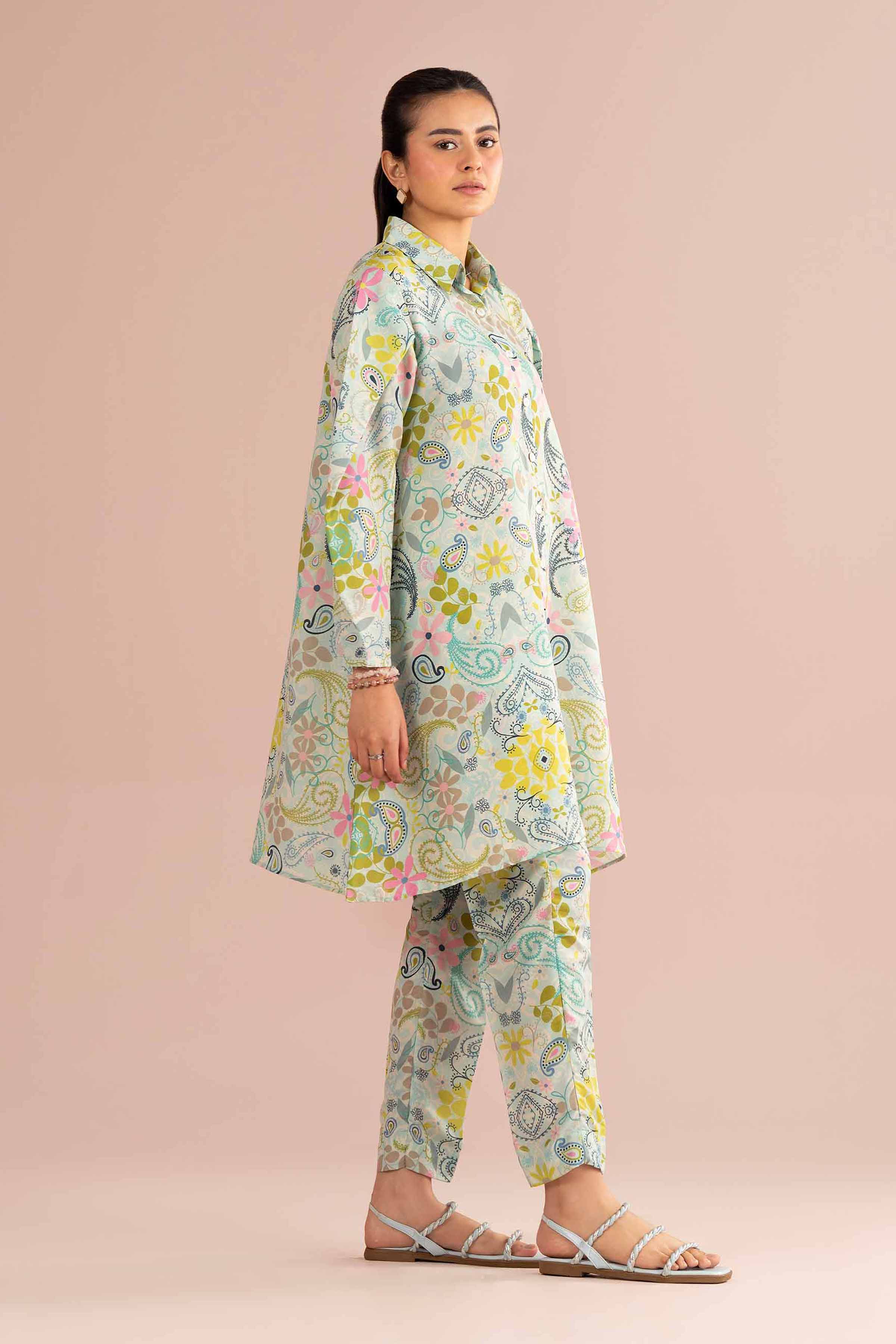 2 Piece - Printed Suit - PS26-88 Blue Lawn 2PC Printed READY TO WEAR