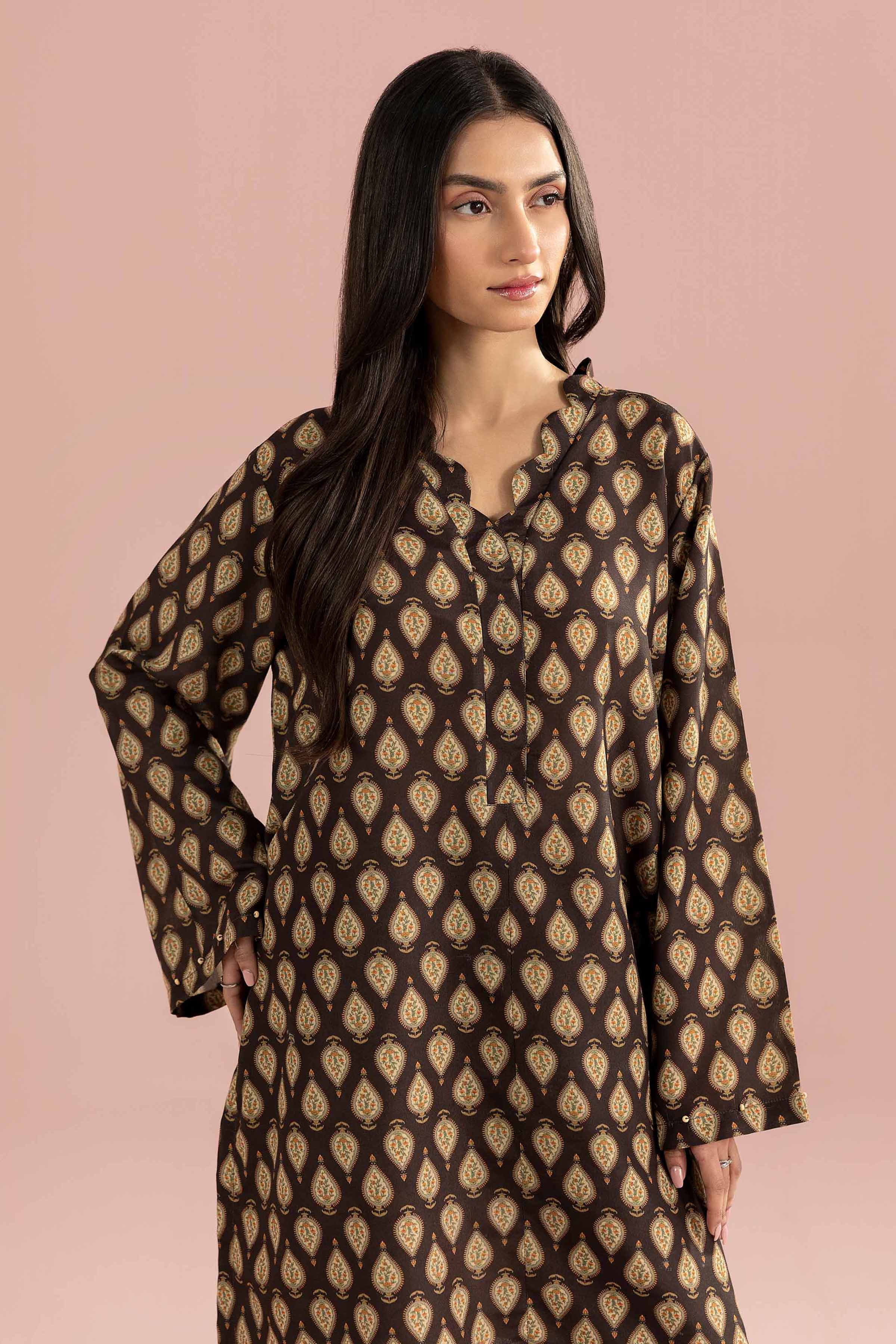 2 Piece - Printed Suit - PS26-94 Brown Lawn 2PC Printed