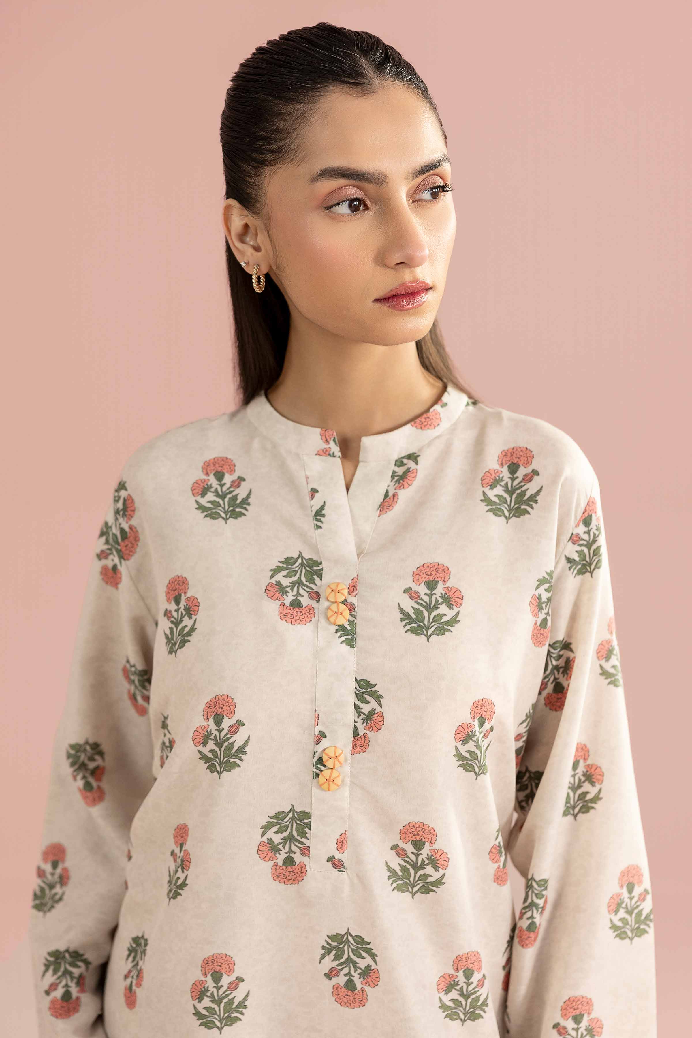 2 Piece - Printed Suit - PS26-95 Beige Lawn 2PC Printed READY TO WEAR