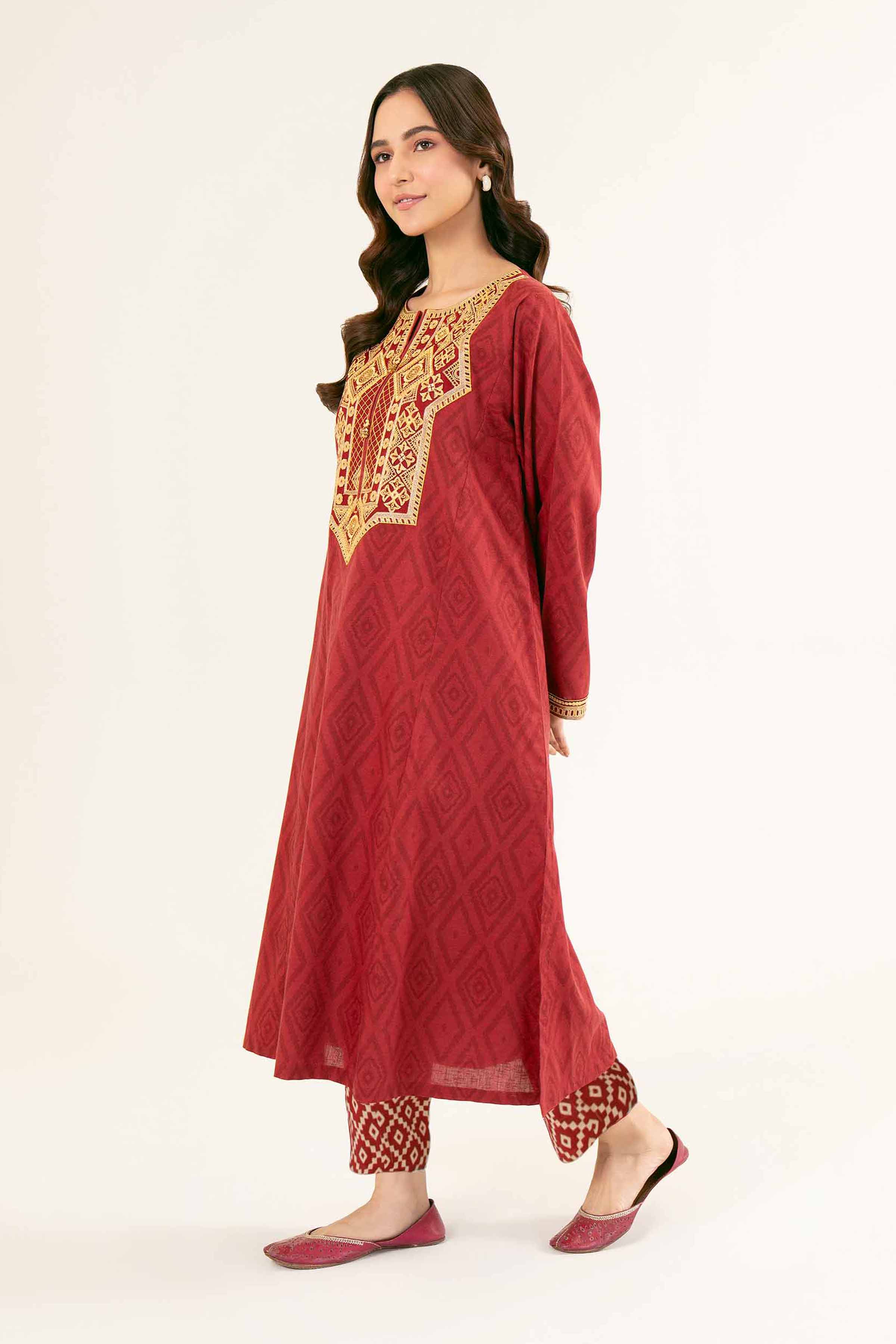 2 Piece - Printed Embroidered Suit - PW24-221