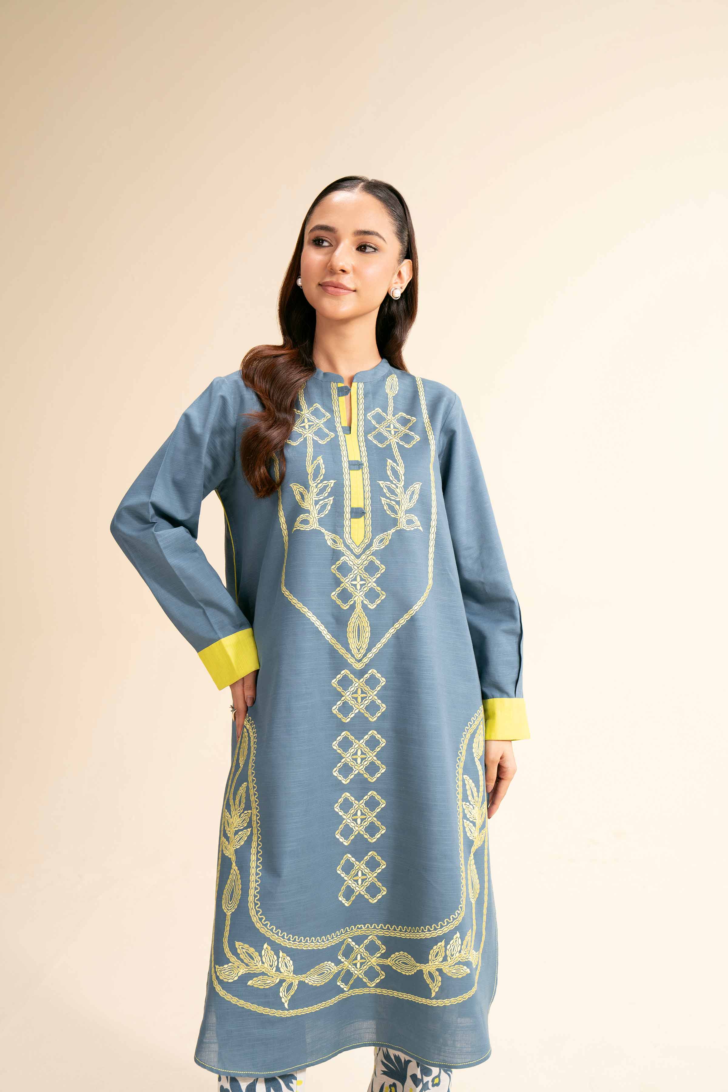 2 Piece - Printed Embroidered Suit - PW24-259