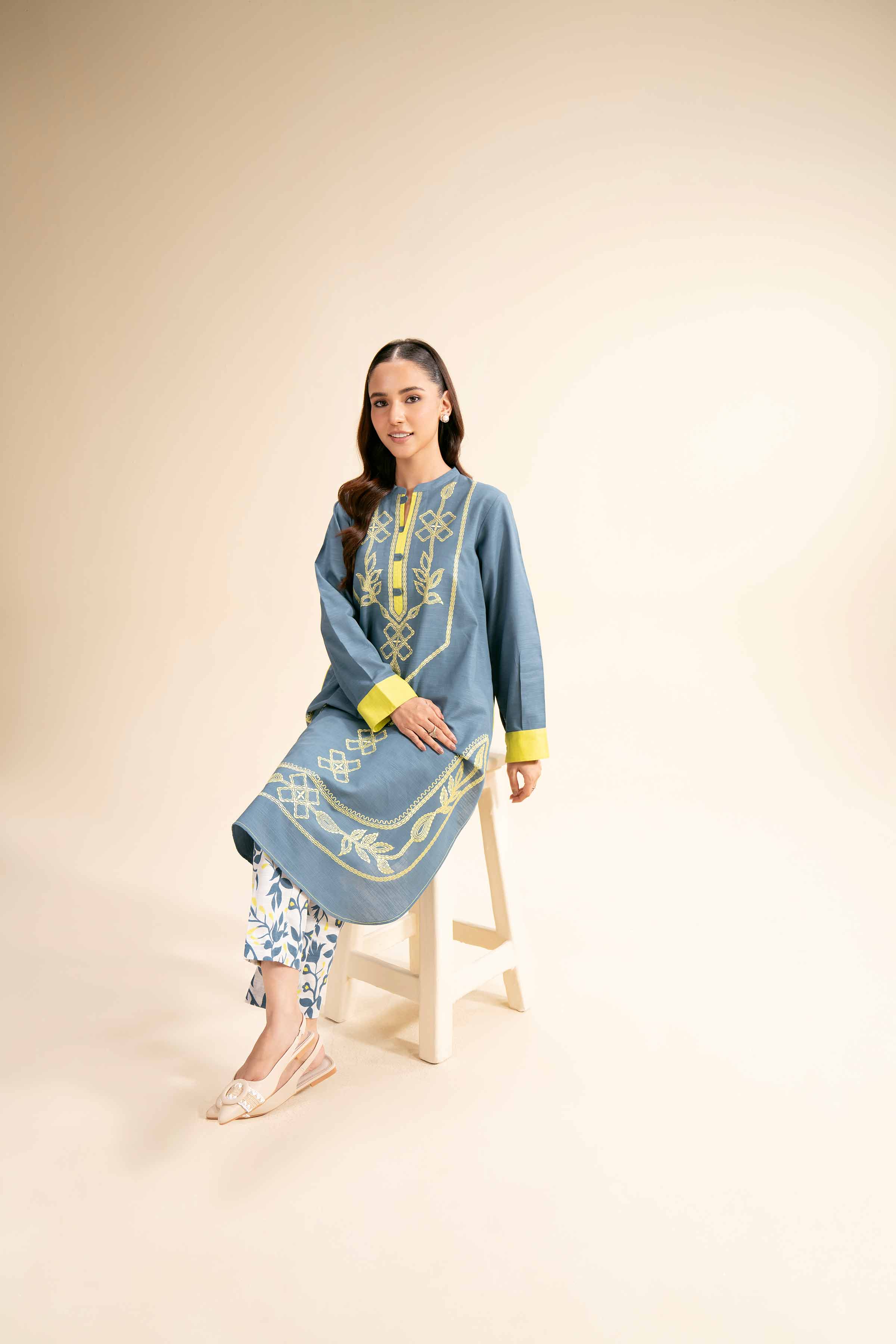 2 Piece - Printed Embroidered Suit - PW24-259