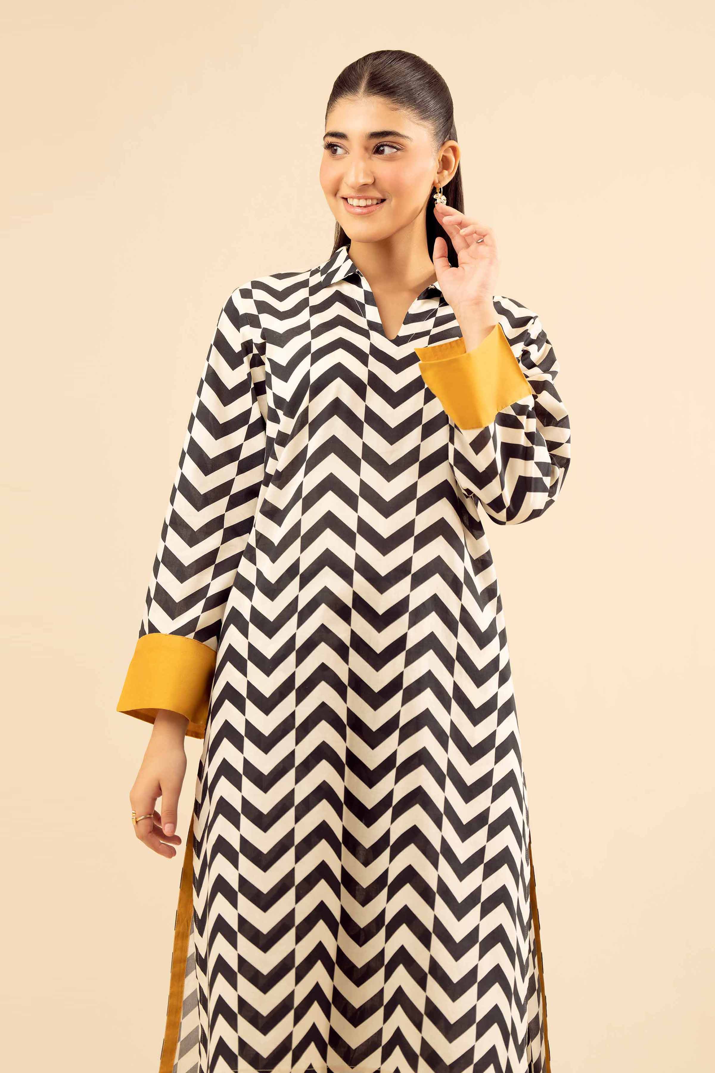 NISHATUAE - White Printed Cambric 2-piece Ready to wear Dress