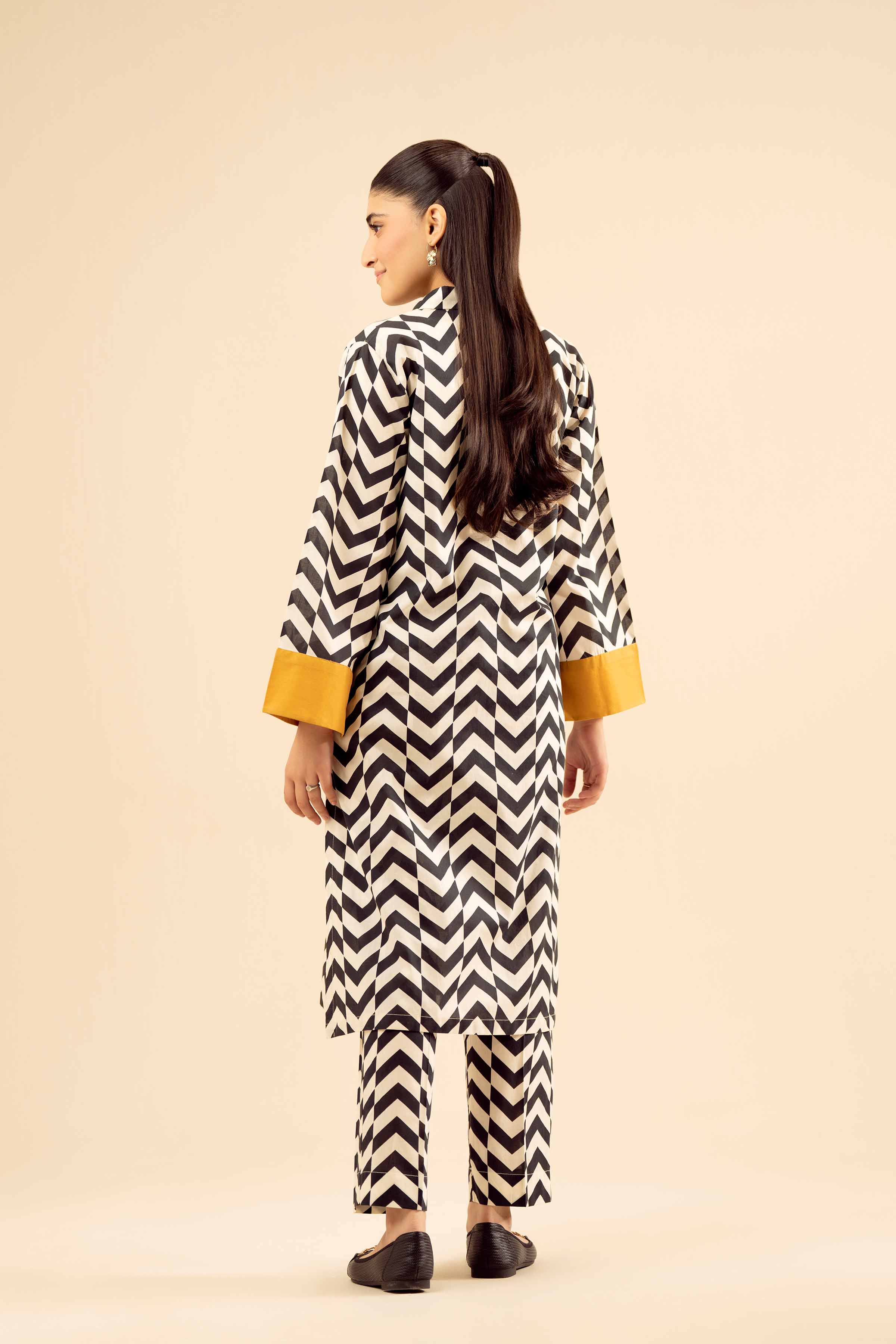 NISHATUAE - White Printed Cambric 2-piece Ready to wear Dress
