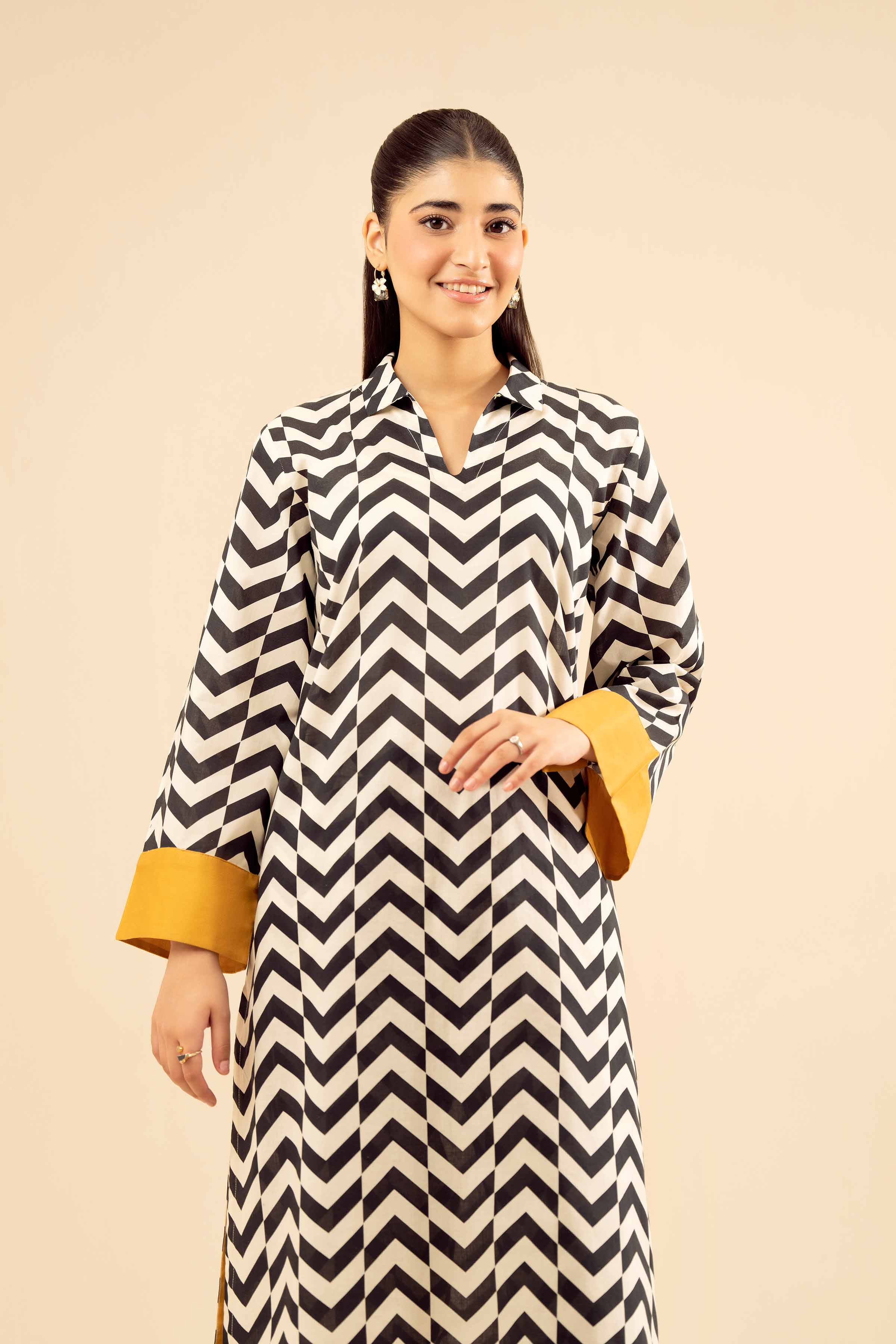 NISHATUAE - White Printed Cambric 2-piece Ready to wear Dress